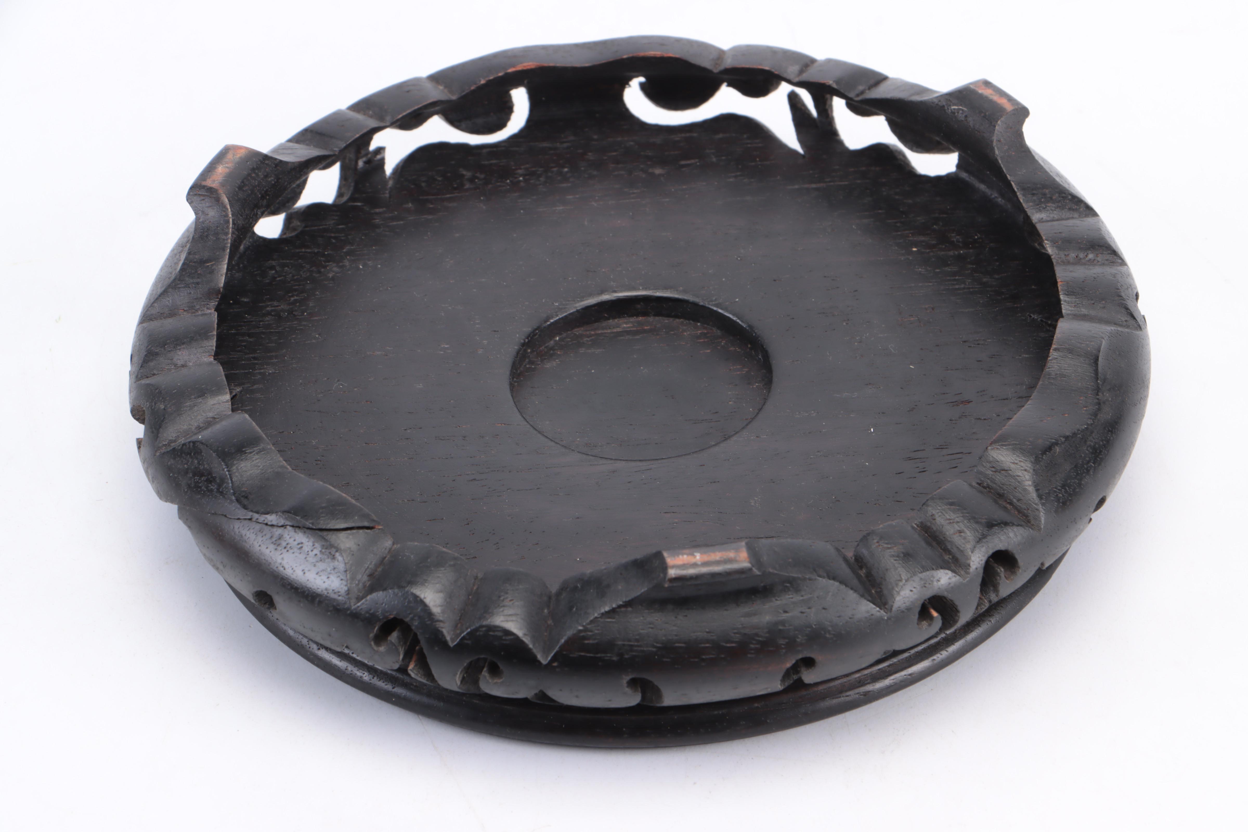 Japanese Porcelain Kutani Style Bottle Vase on Wooden Stand