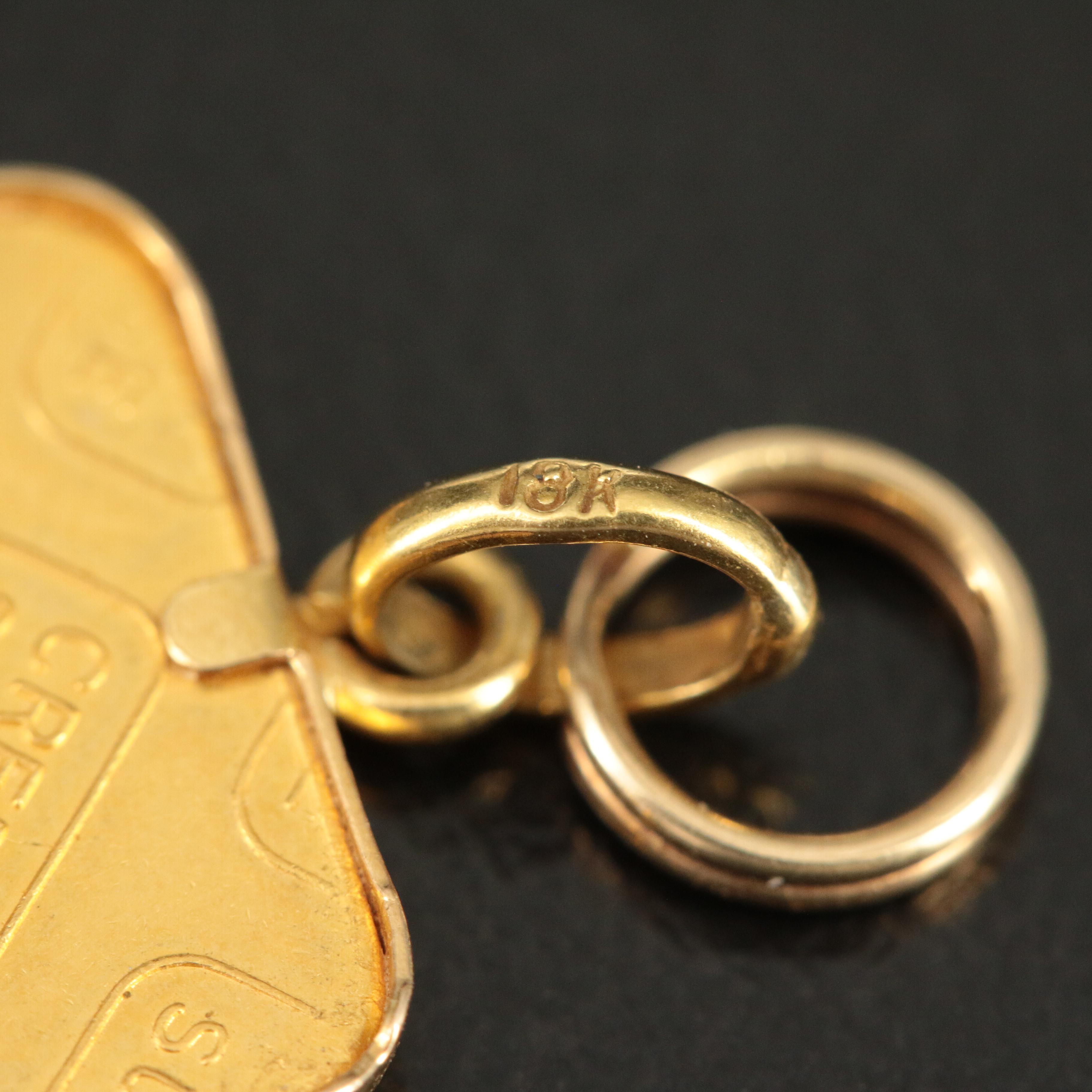 18K Pendant with Fine 24K Gold Credit Suisse Ingot