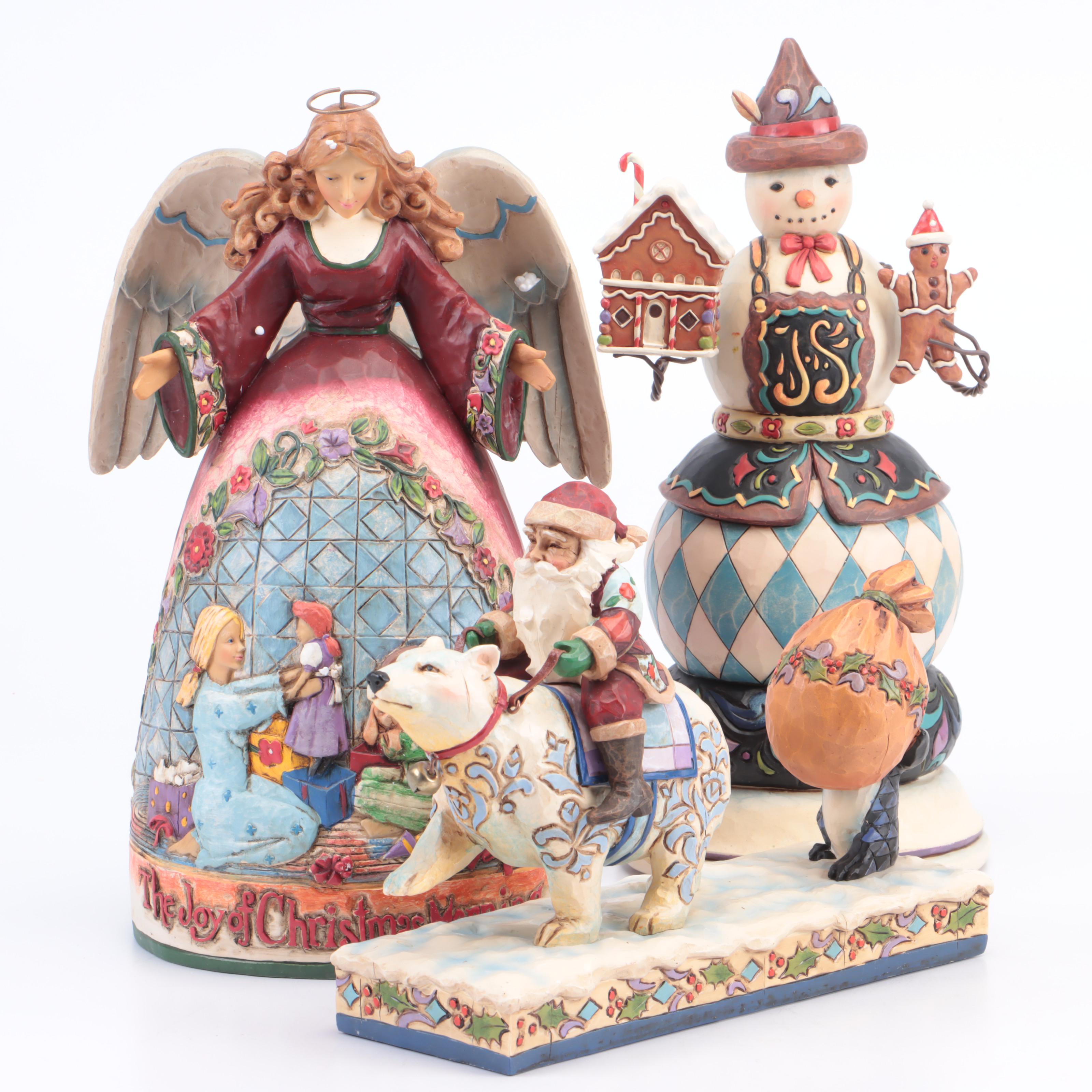 Jim Shore Snowman Musical Figurine with Other Jim Shore Holiday Figurines