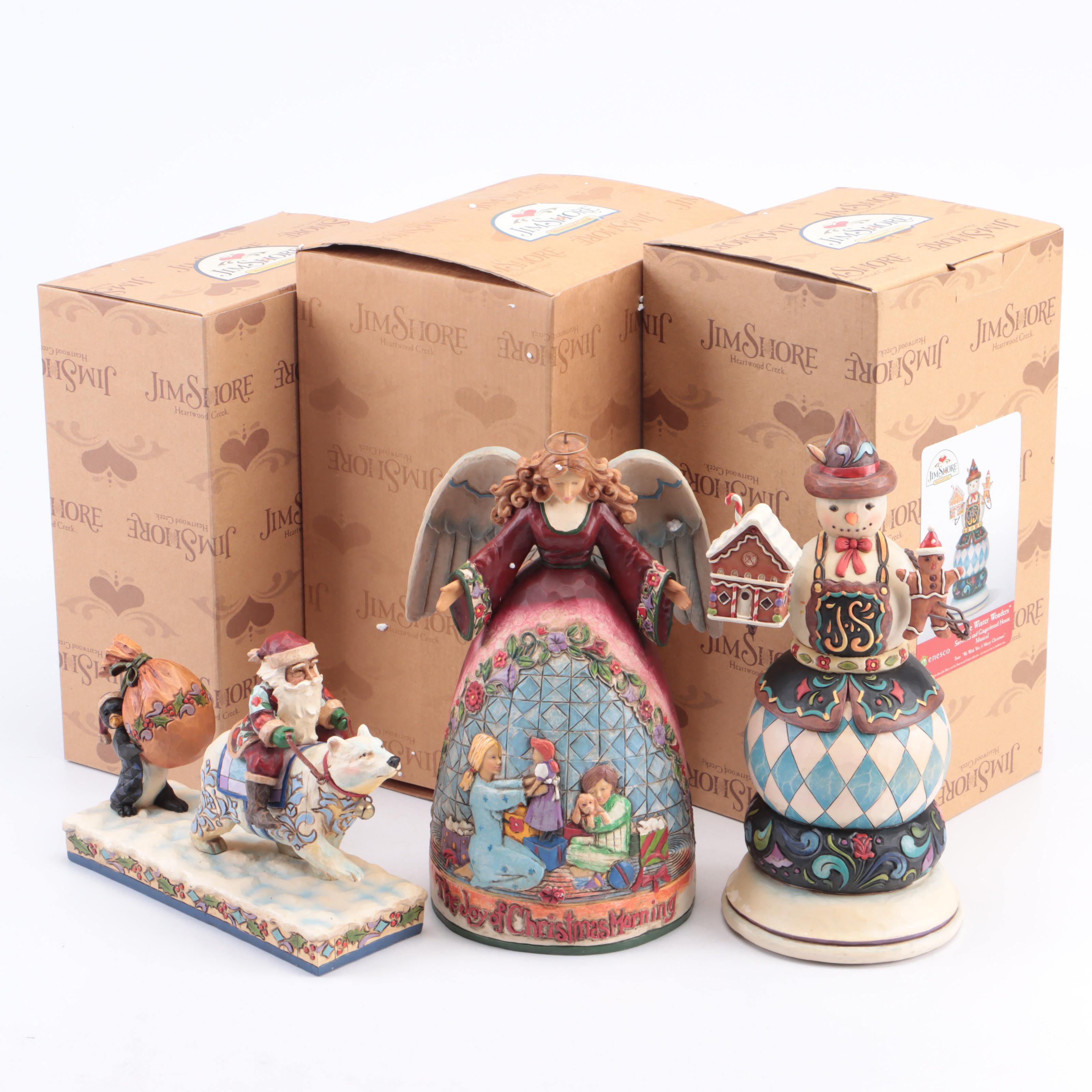 Jim Shore Snowman Musical Figurine with Other Jim Shore Holiday Figurines