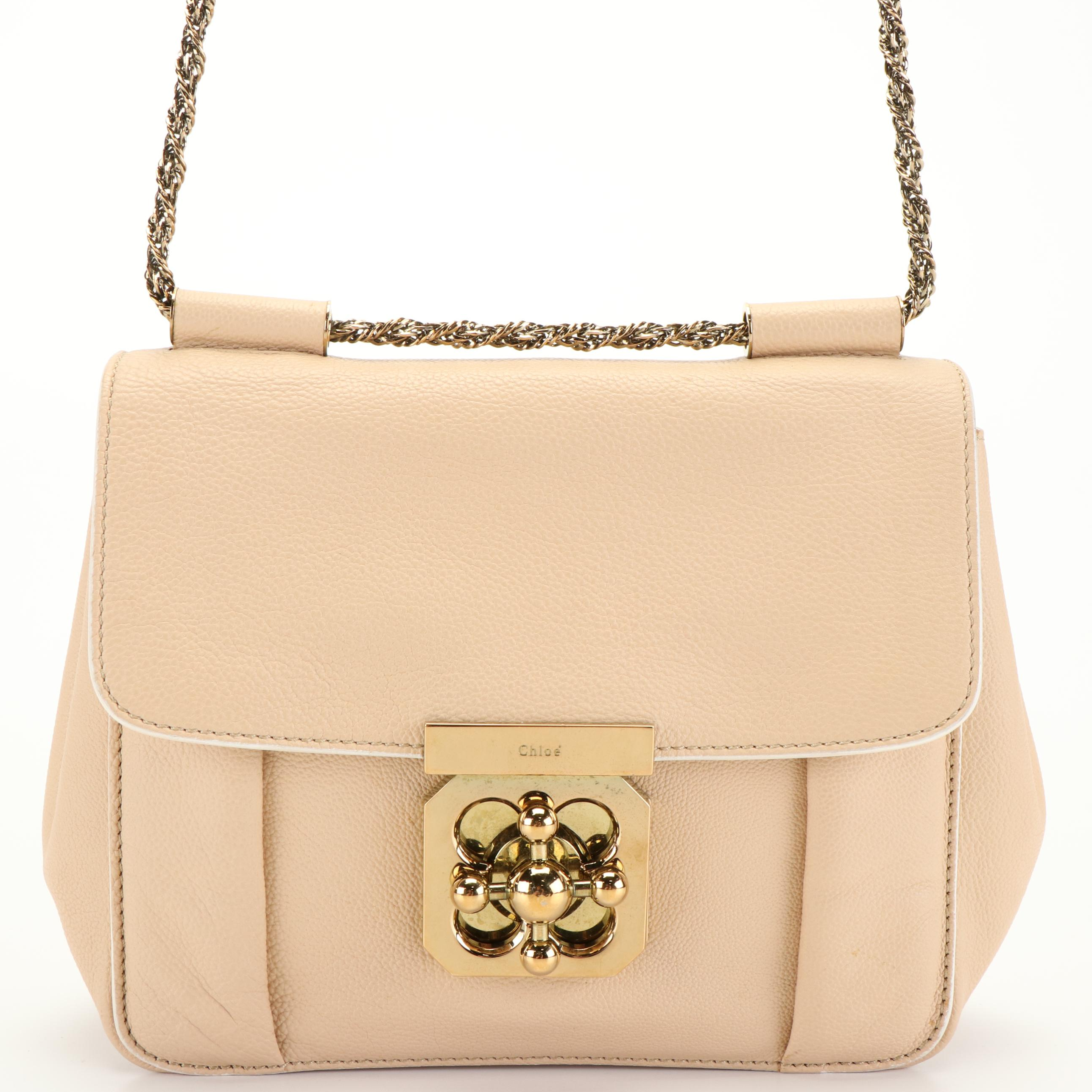 Chloé Elsie Beige Leather Chain Shoulder Bag