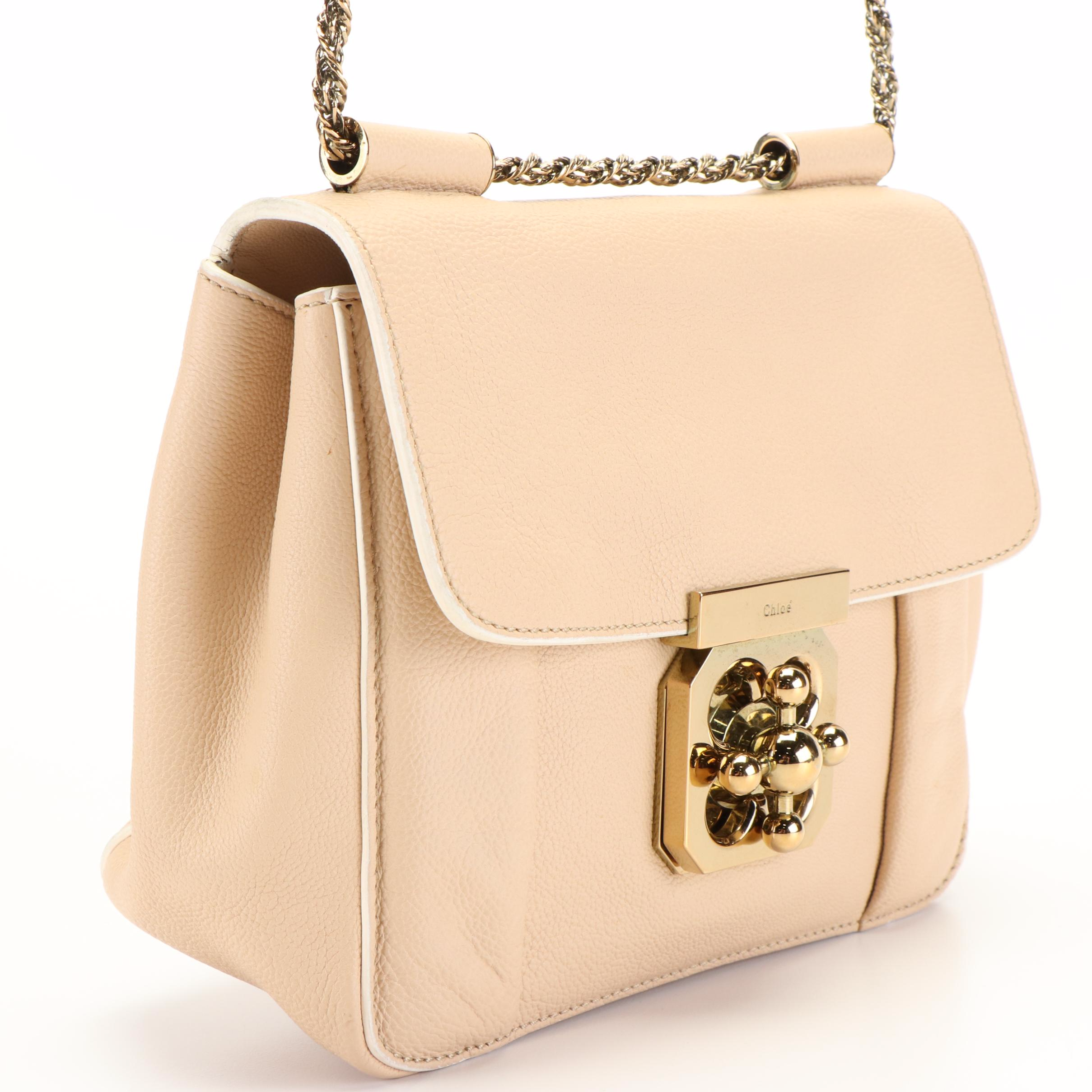 Chloé Elsie Beige Leather Chain Shoulder Bag