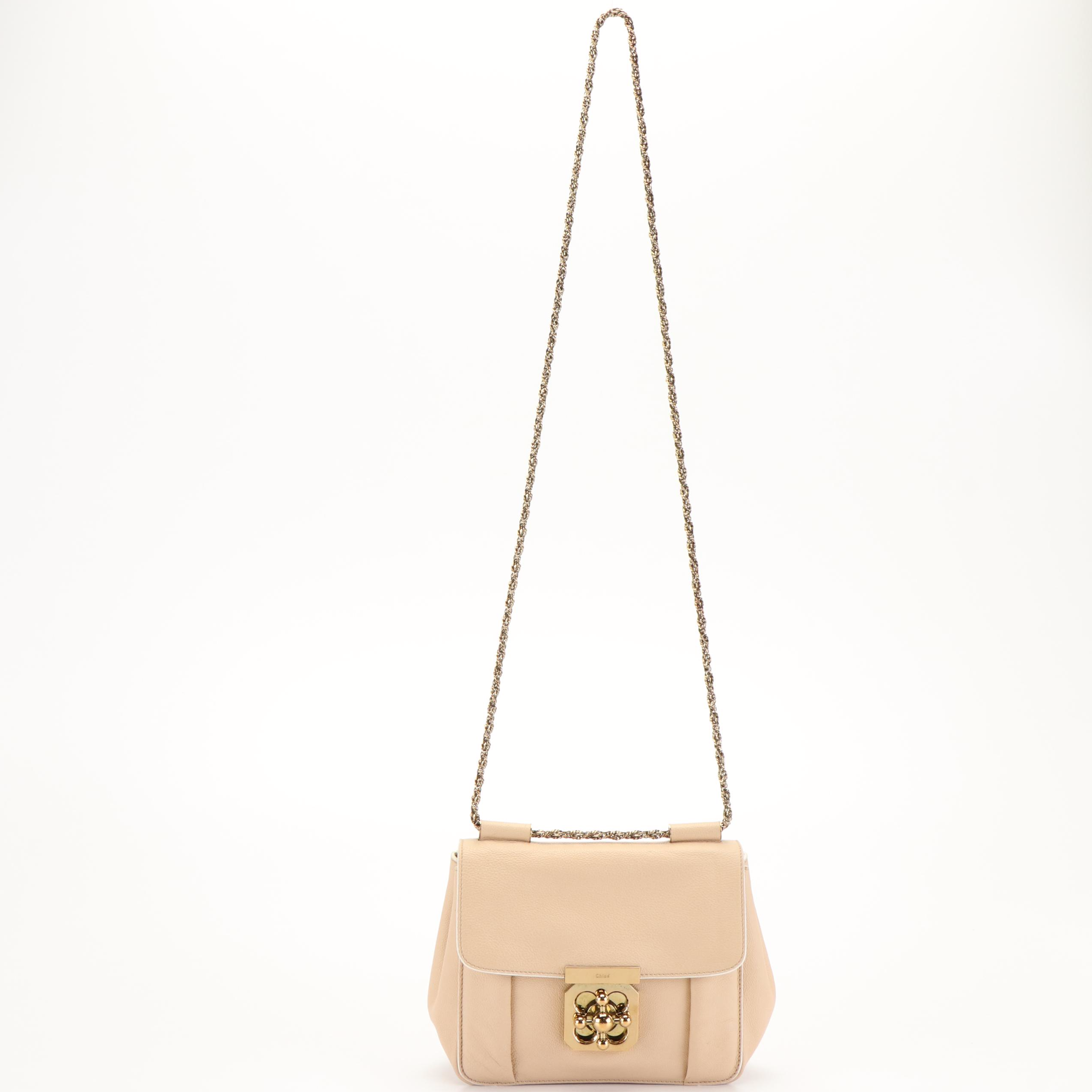 Chloé Elsie Beige Leather Chain Shoulder Bag