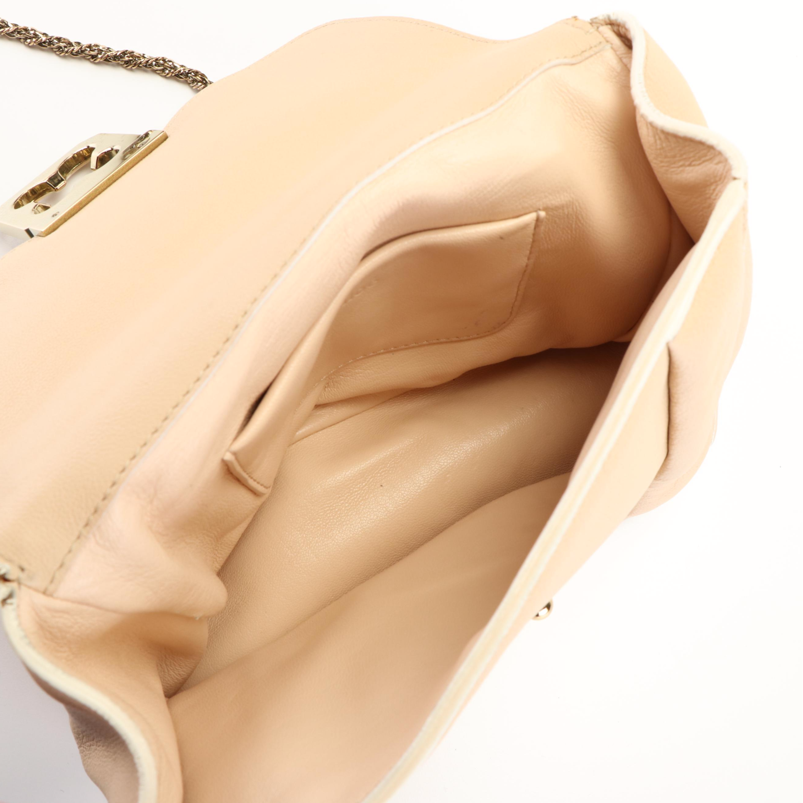 Chloé Elsie Beige Leather Chain Shoulder Bag