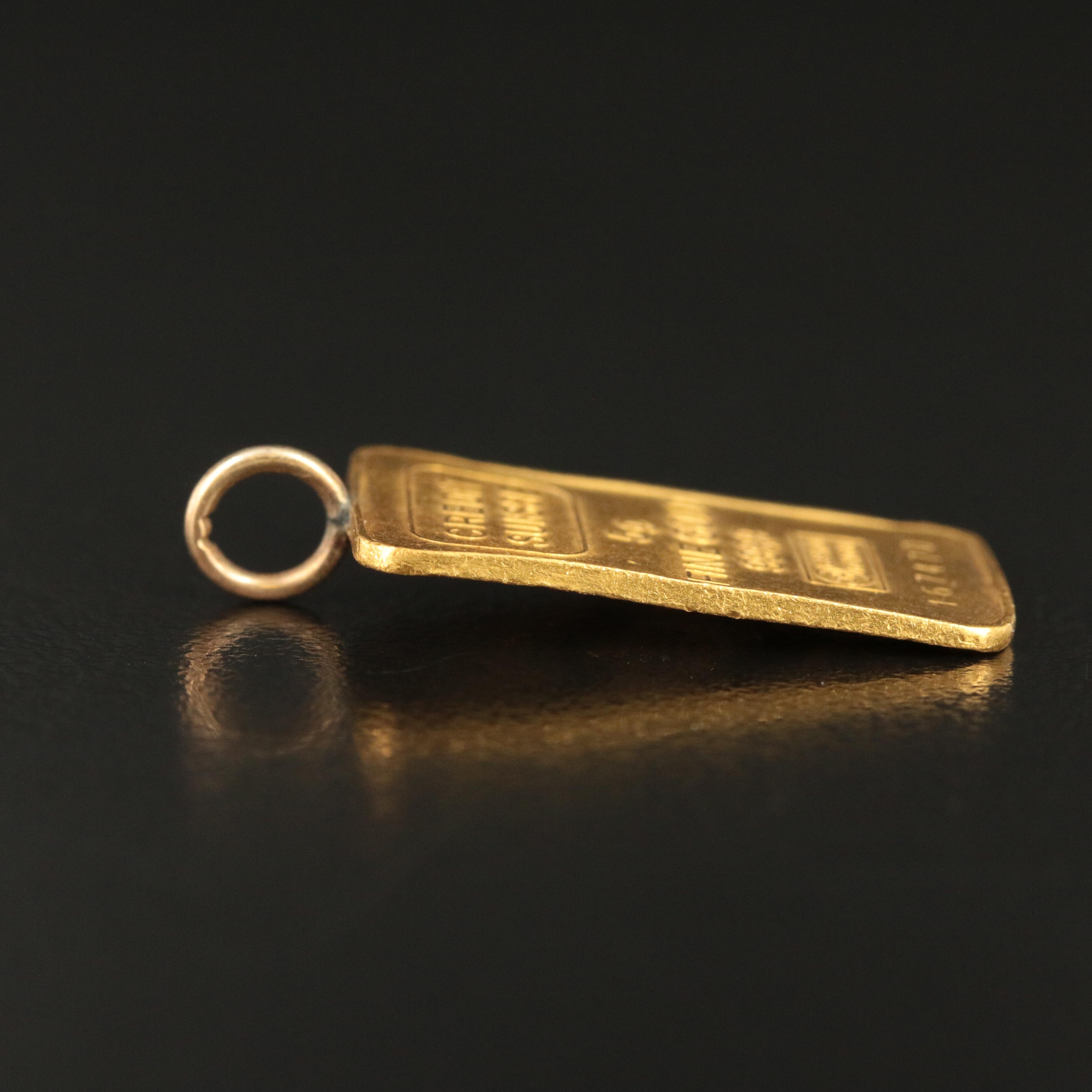 Fine Gold Credit Suisse 24K Ingot Pendant