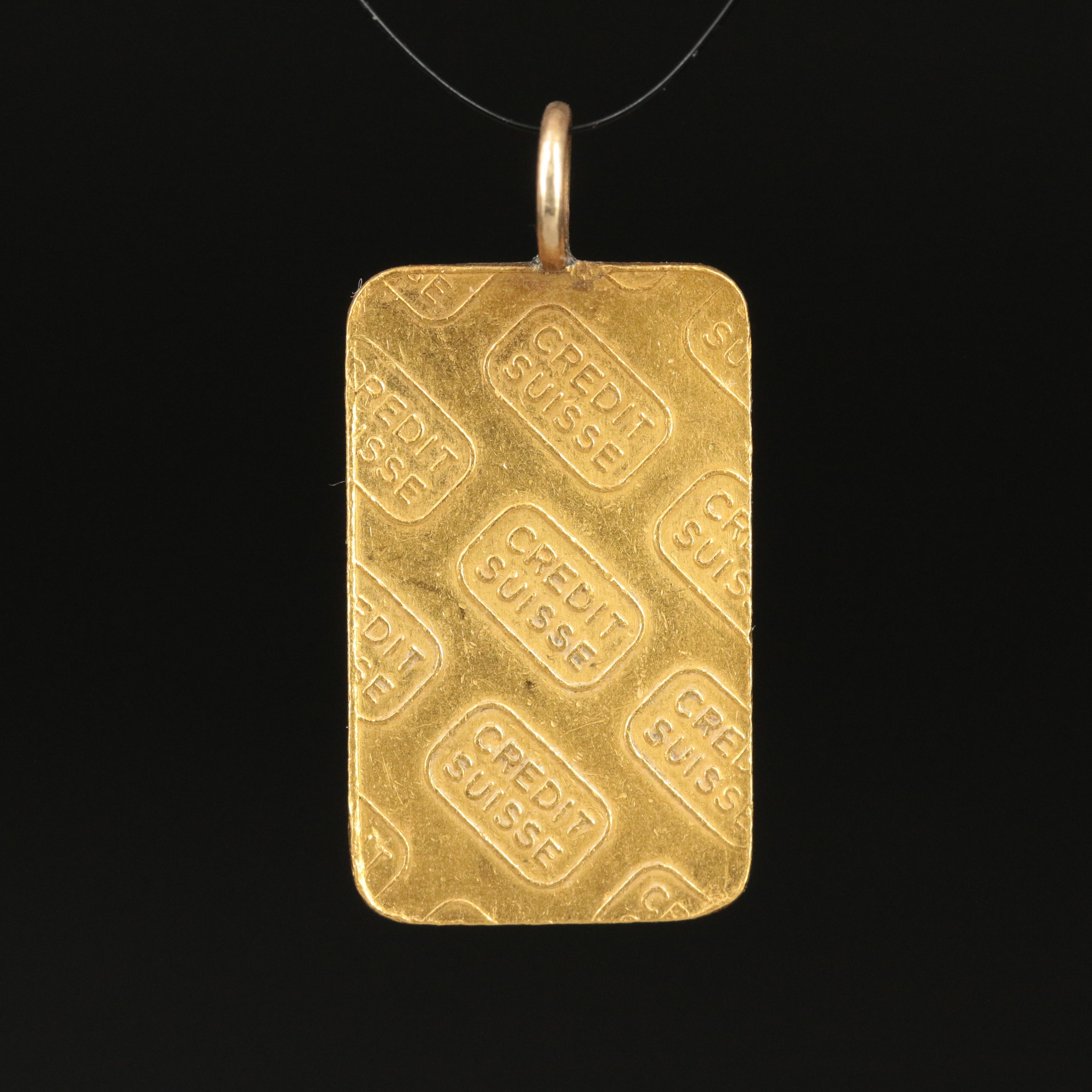 Fine Gold Credit Suisse 24K Ingot Pendant