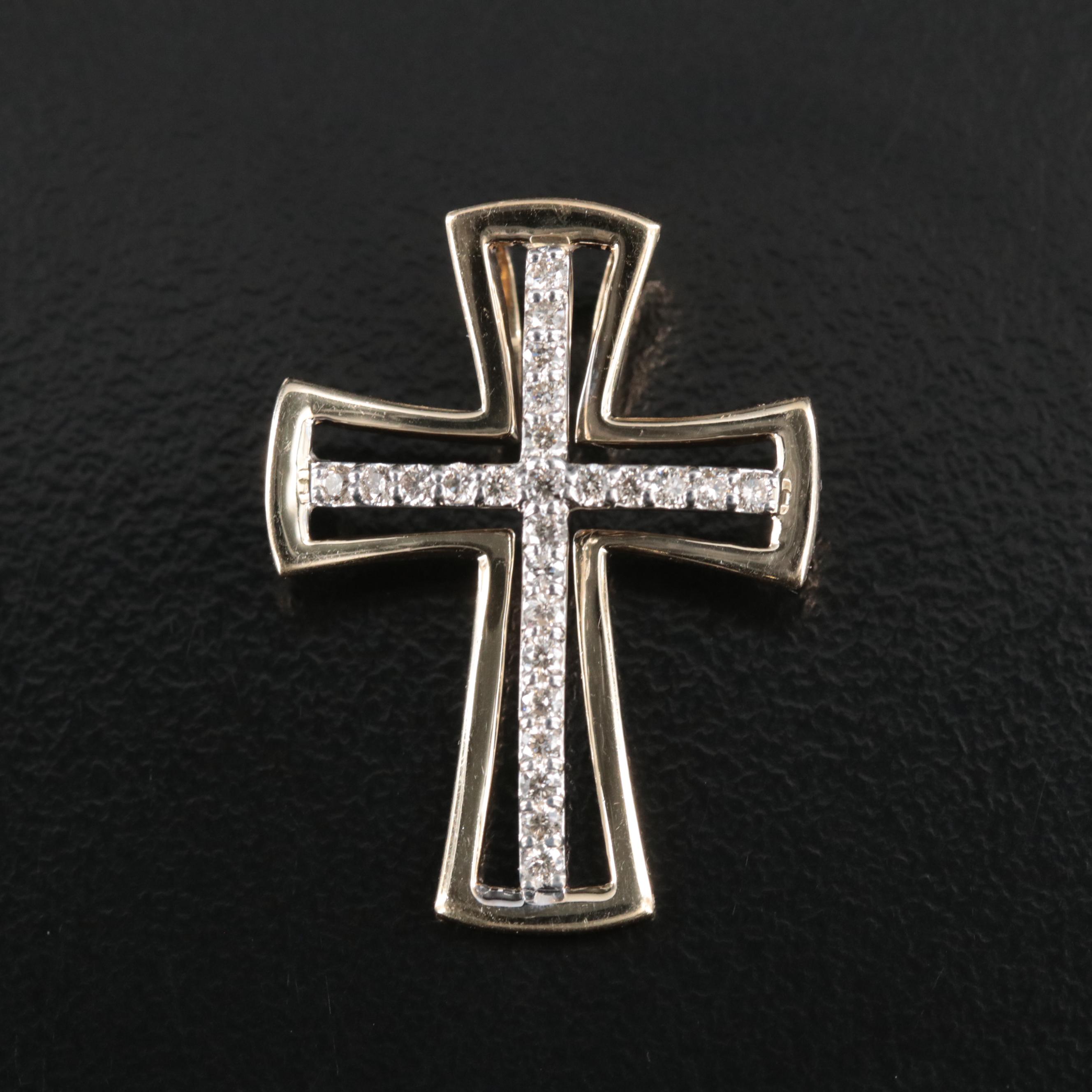 14K 0.28 CTW Diamond Cross Pendant