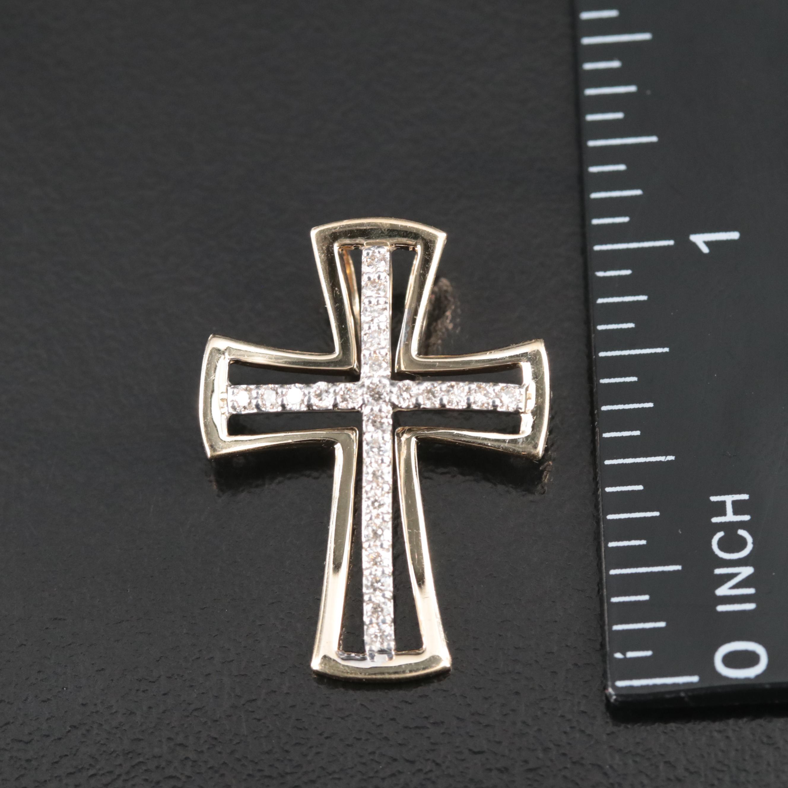 14K 0.28 CTW Diamond Cross Pendant
