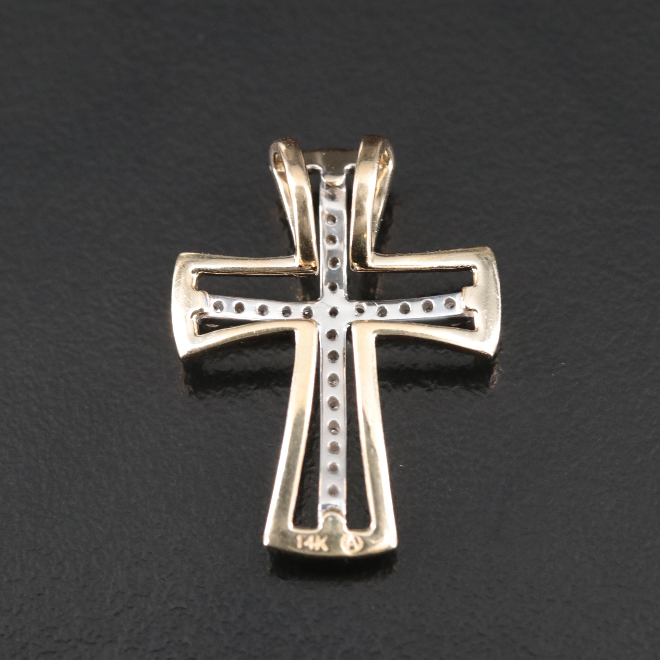 14K 0.28 CTW Diamond Cross Pendant
