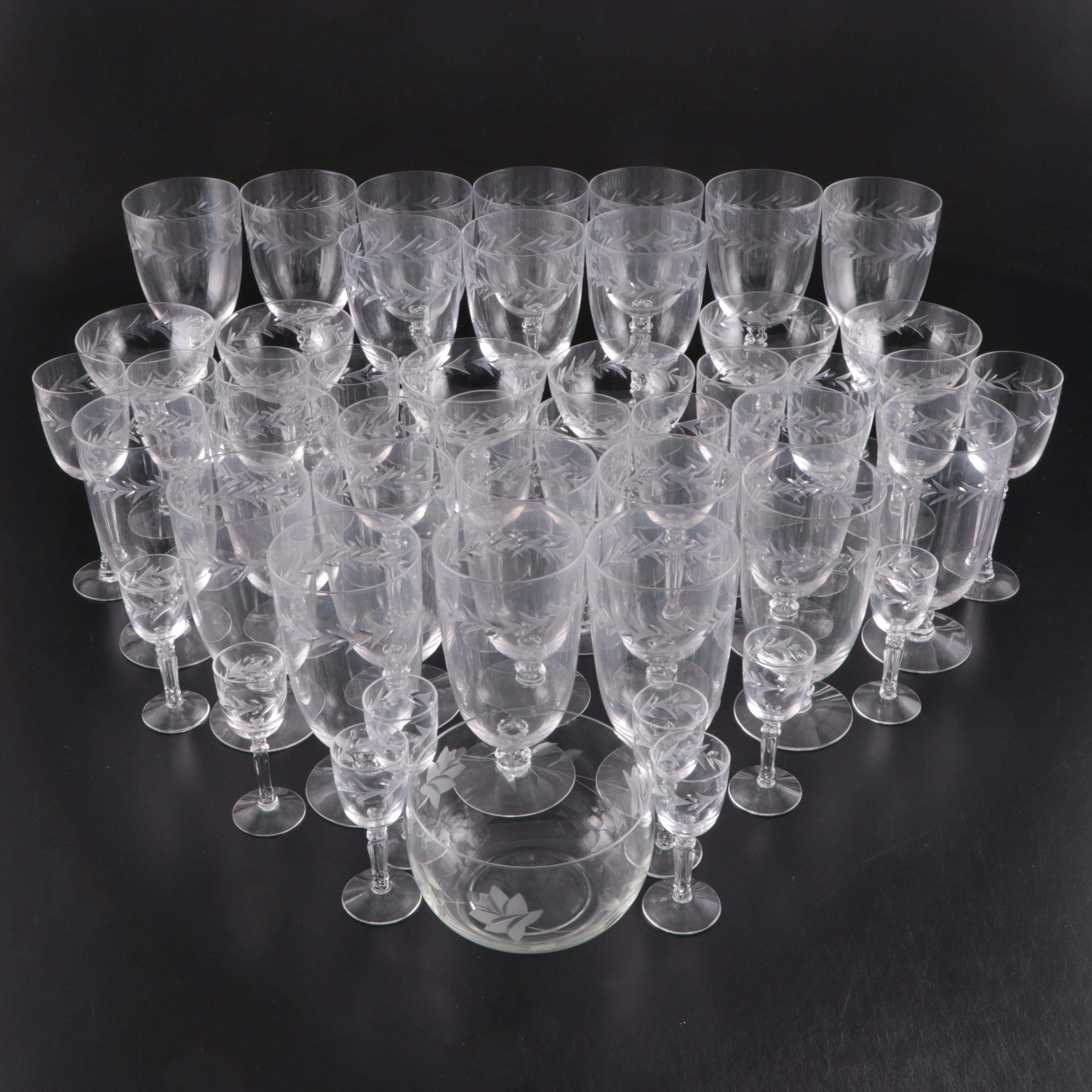 Fostoria "Holly Clear" Stemware and Other Table Accessories