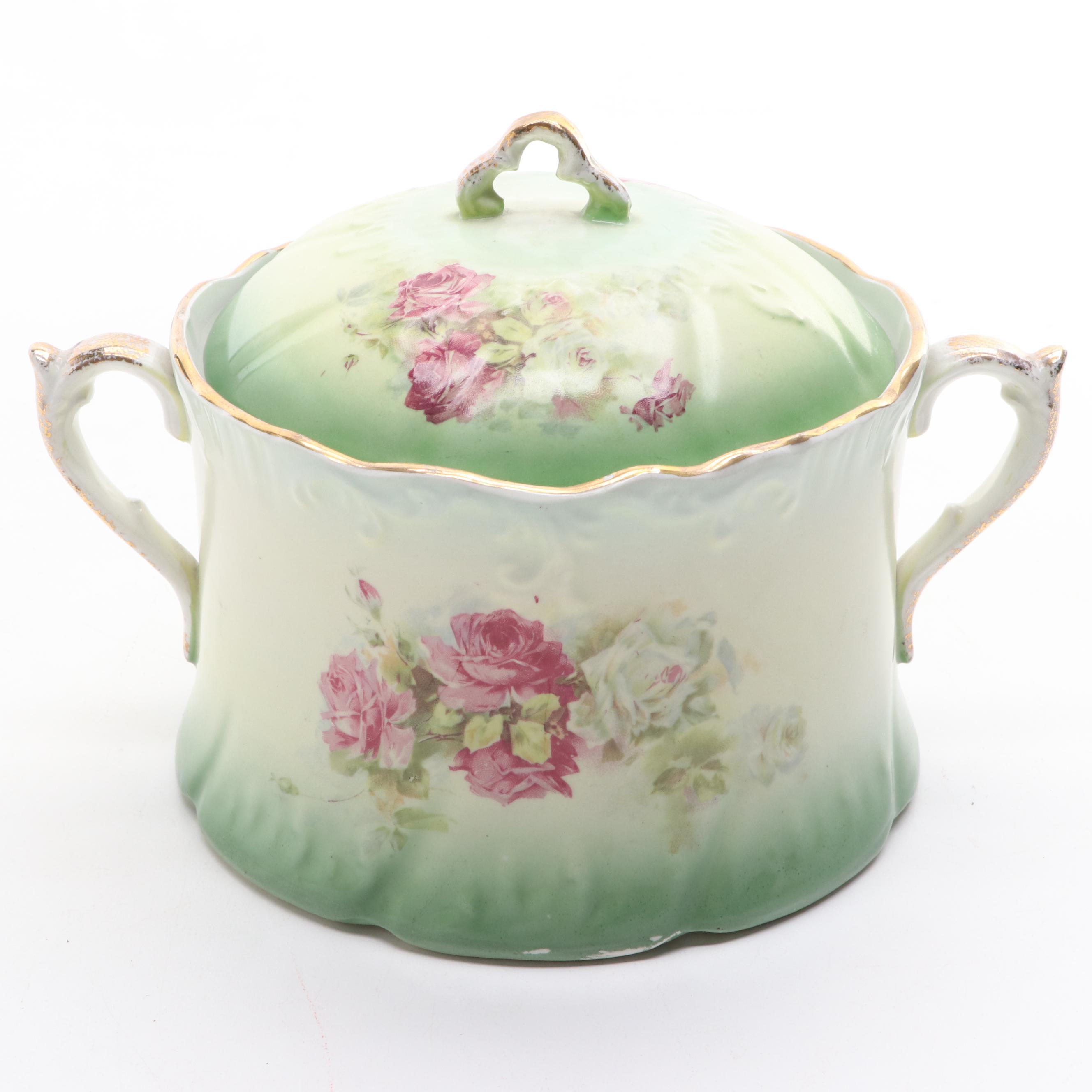 Victorian Style German Porcelain Hot Chocolate Set with Other Slop Jar