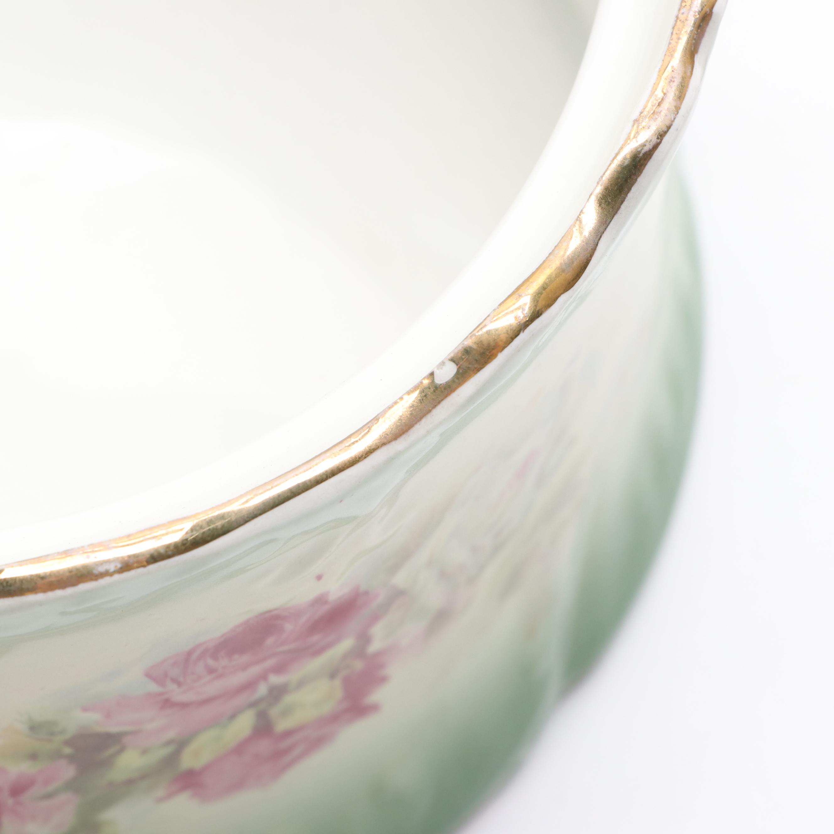 Victorian Style German Porcelain Hot Chocolate Set with Other Slop Jar