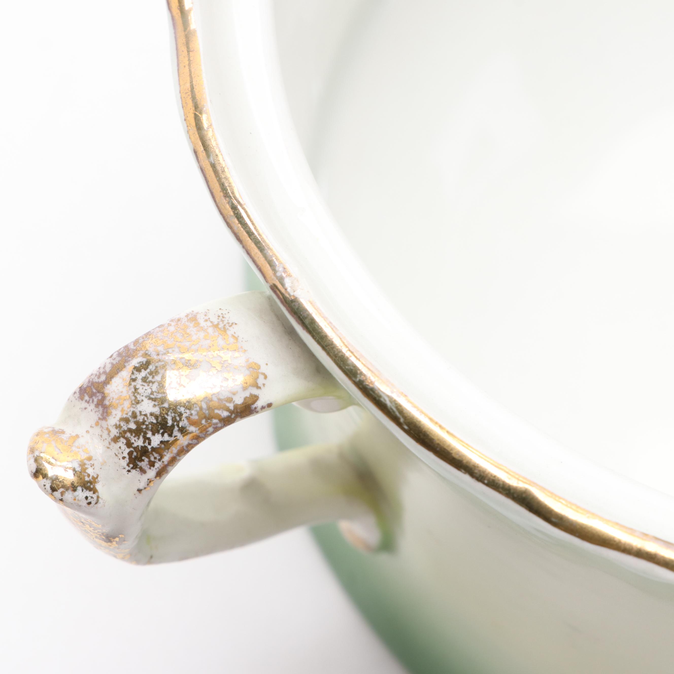 Victorian Style German Porcelain Hot Chocolate Set with Other Slop Jar