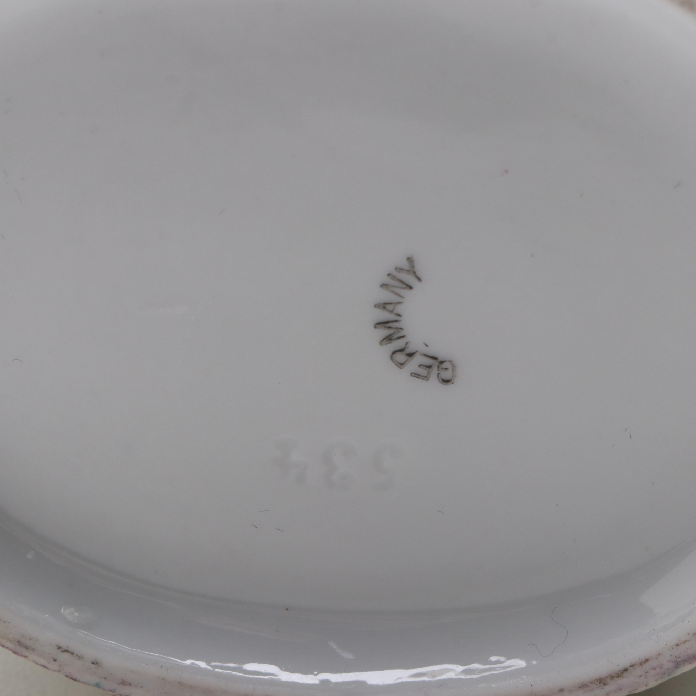 Victorian Style German Porcelain Hot Chocolate Set with Other Slop Jar