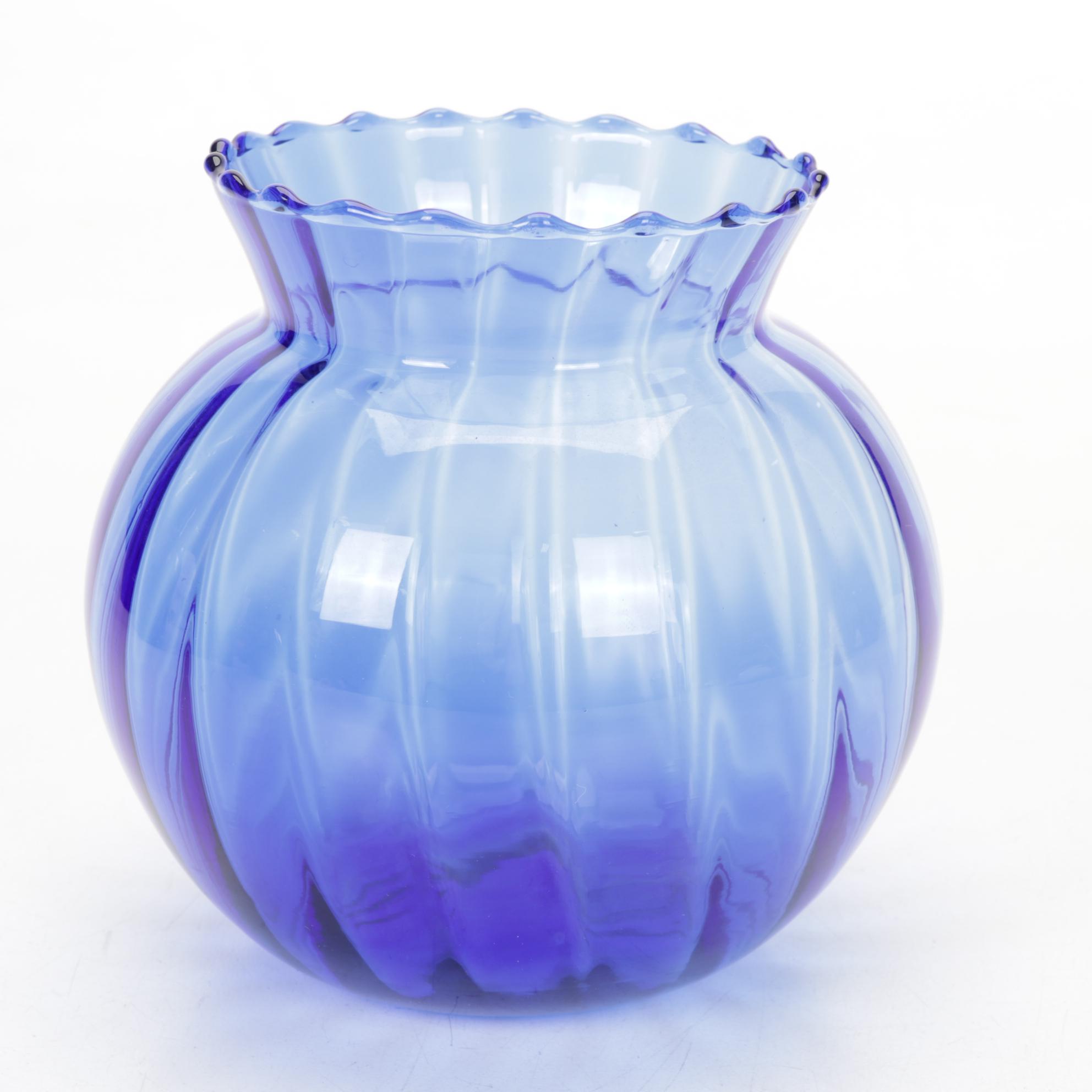 Princess House Hand Blown Vase, Hazel Atlas Vase Featured In Cobalt Glass Decor