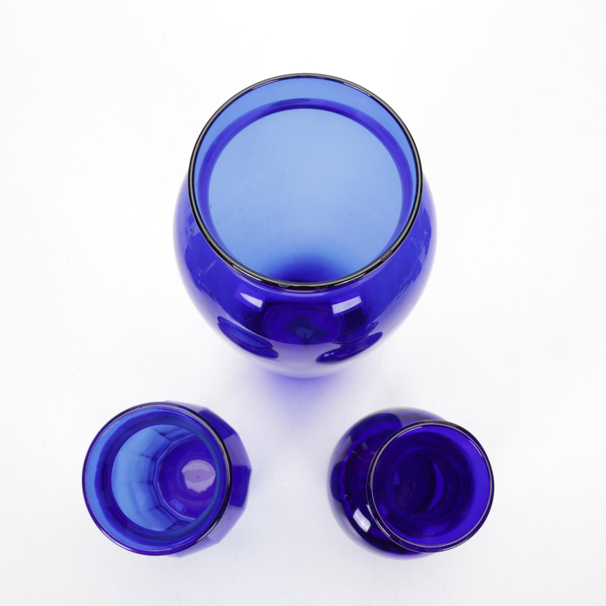 Princess House Hand Blown Vase, Hazel Atlas Vase Featured In Cobalt Glass Decor
