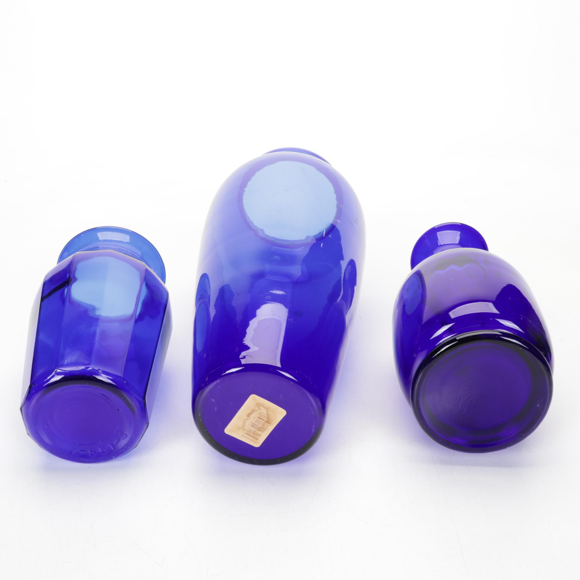 Princess House Hand Blown Vase, Hazel Atlas Vase Featured In Cobalt Glass Decor