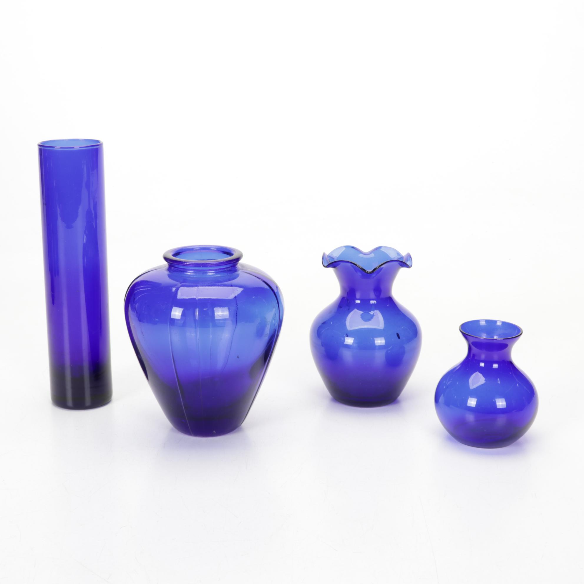 Princess House Hand Blown Vase, Hazel Atlas Vase Featured In Cobalt Glass Decor