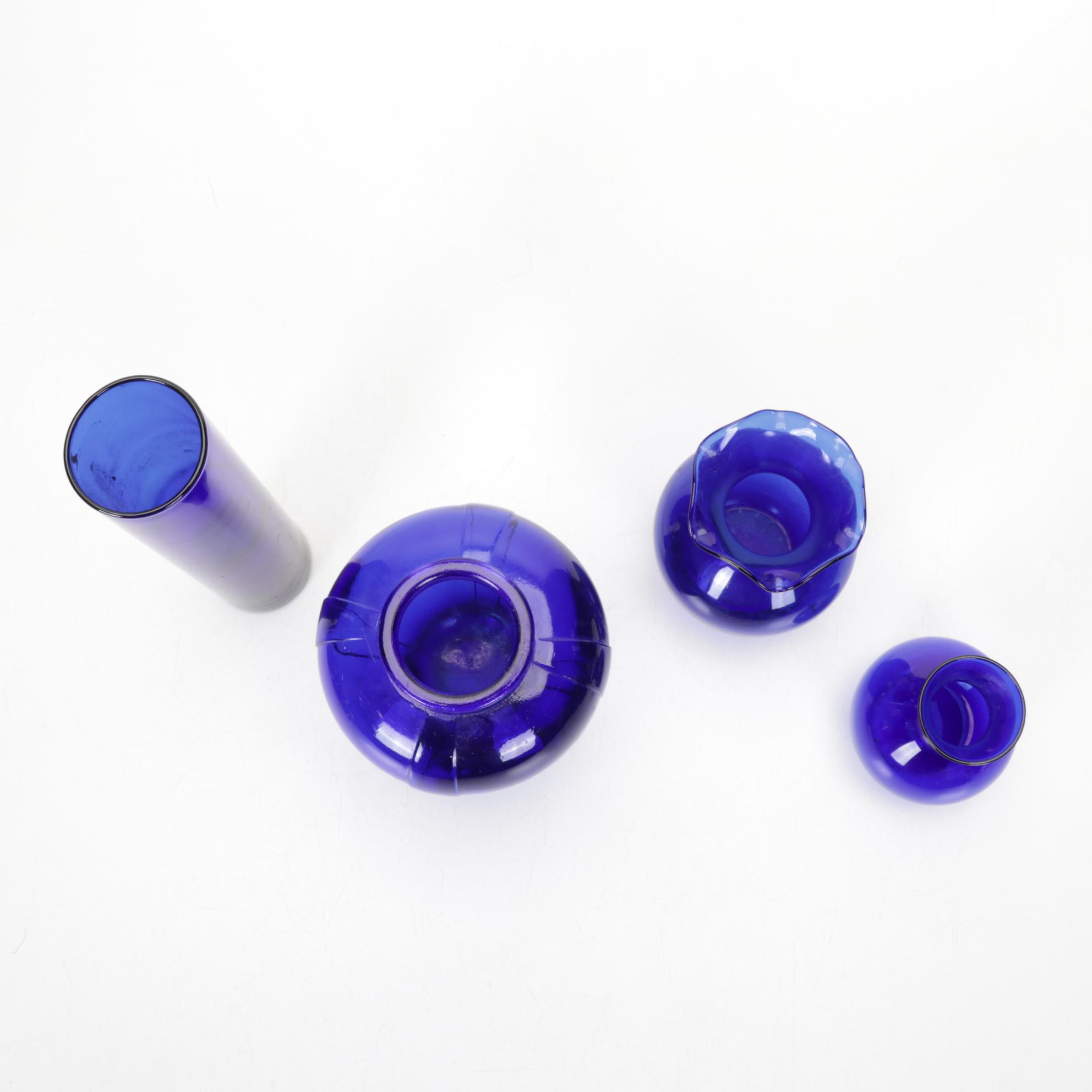 Princess House Hand Blown Vase, Hazel Atlas Vase Featured In Cobalt Glass Decor