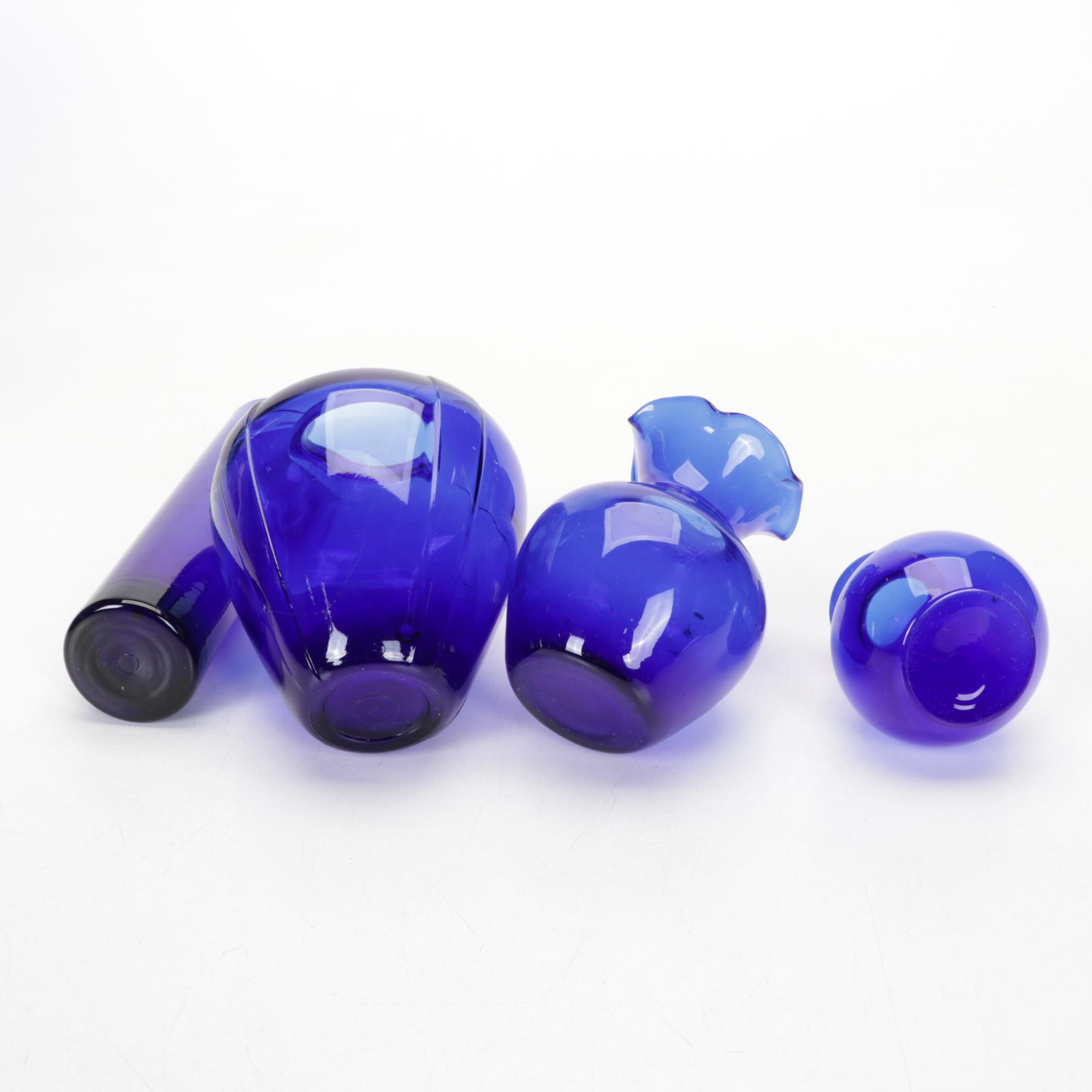 Princess House Hand Blown Vase, Hazel Atlas Vase Featured In Cobalt Glass Decor