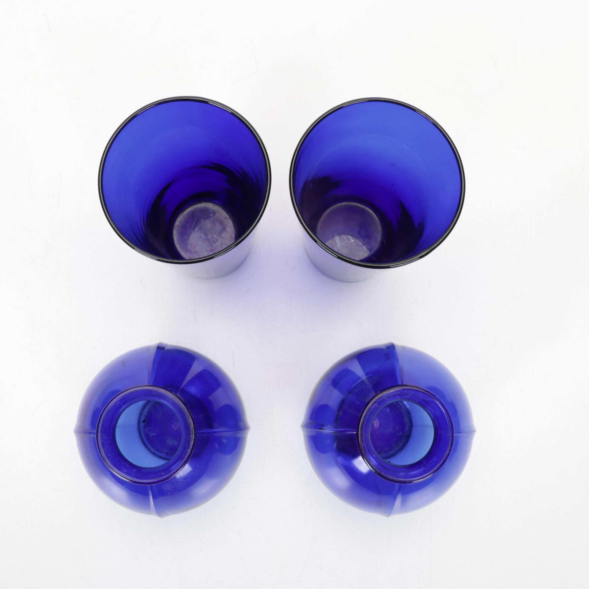 Princess House Hand Blown Vase, Hazel Atlas Vase Featured In Cobalt Glass Decor