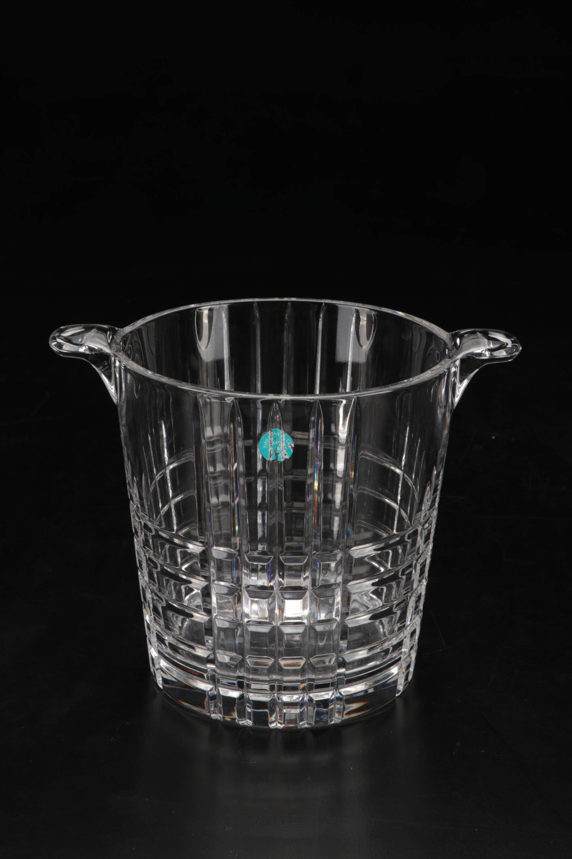 Tiffany & Co. "Plaid" Crystal Ice Bucket with Atlantis and Other Decanters