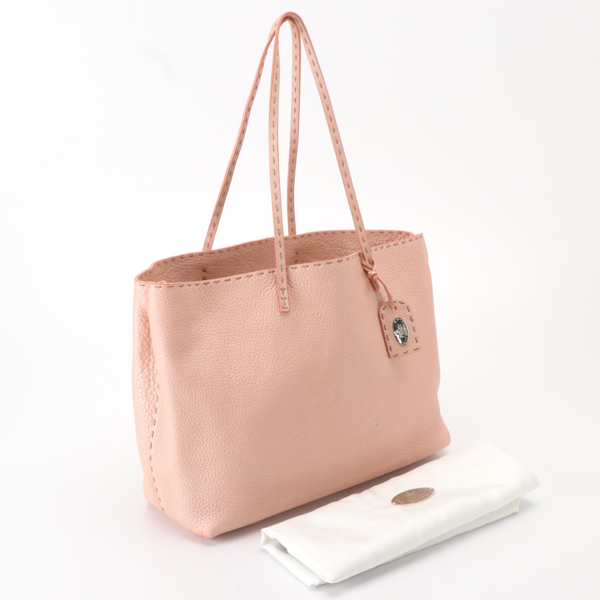 Fendi Selleria Grain Leather Tote Bag with Running Stitch Detailing