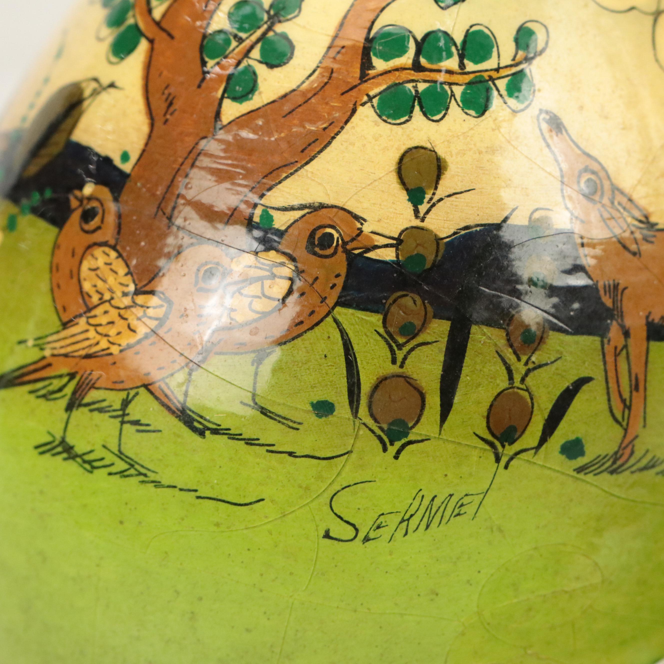 Hand-Painted Nesting Dolls with Lacquered Box and Pin, Mid to Late 20th Century