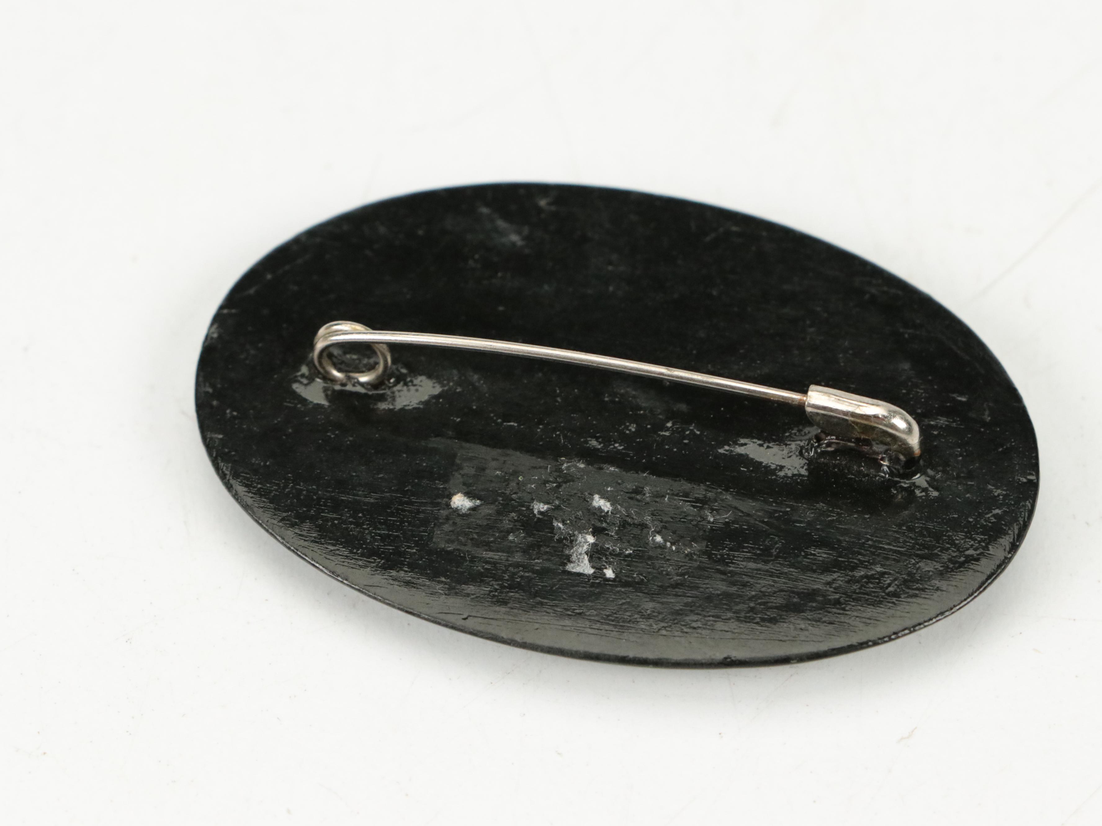 Hand-Painted Nesting Dolls with Lacquered Box and Pin, Mid to Late 20th Century