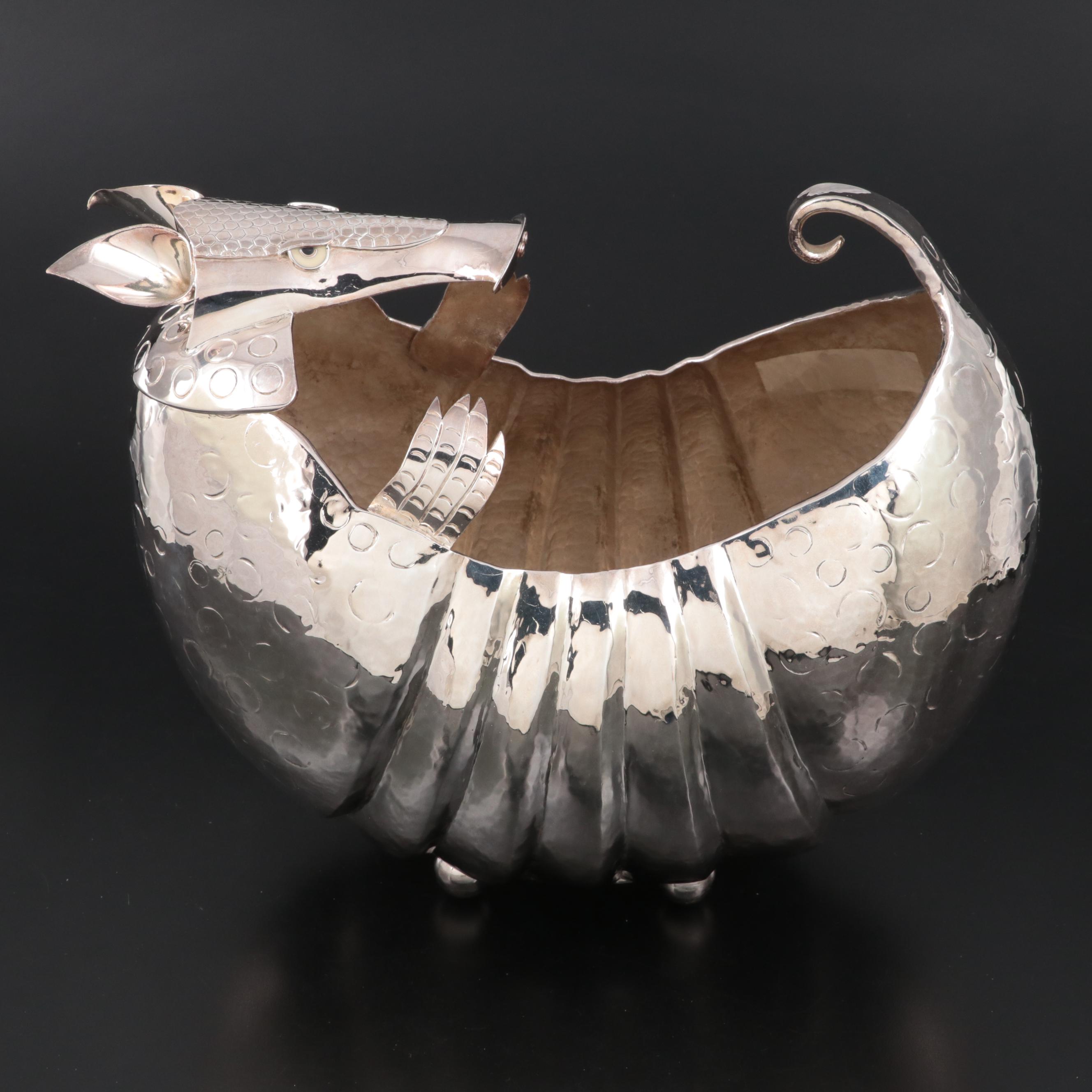 Los Castillo Silver Plate Armadillo Centerpiece Bowl