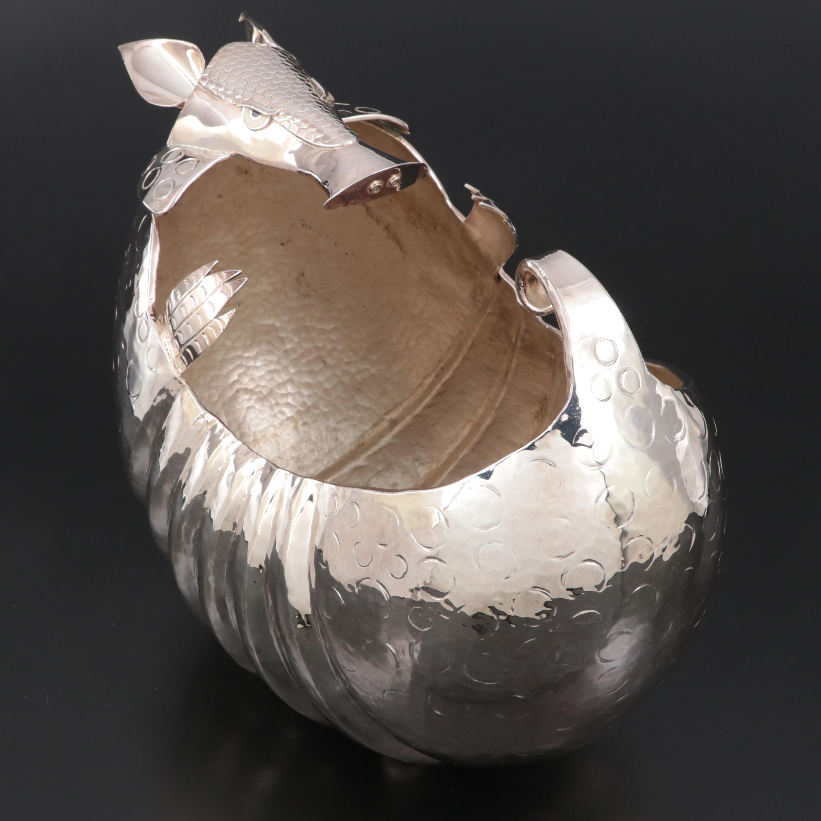 Los Castillo Silver Plate Armadillo Centerpiece Bowl
