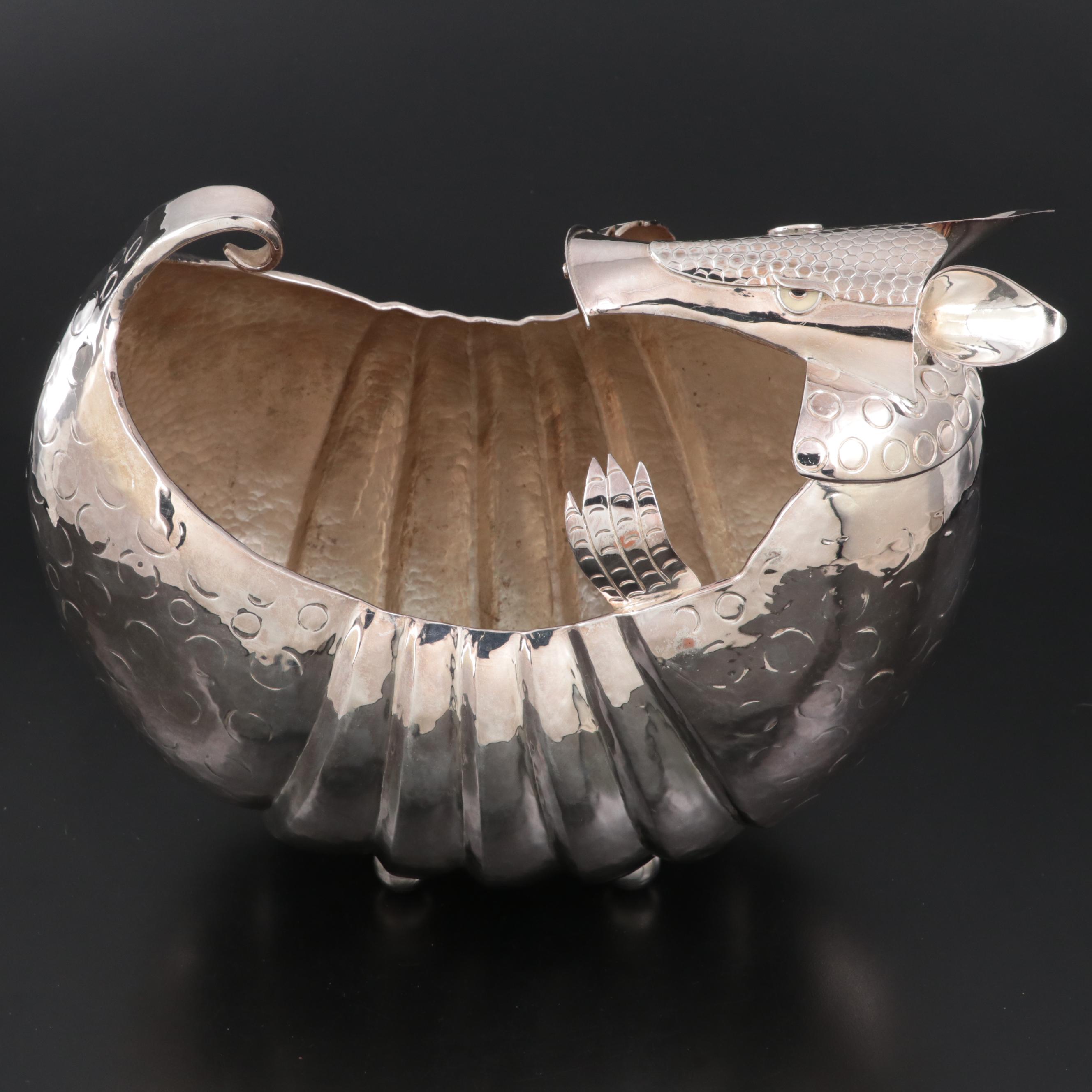 Los Castillo Silver Plate Armadillo Centerpiece Bowl