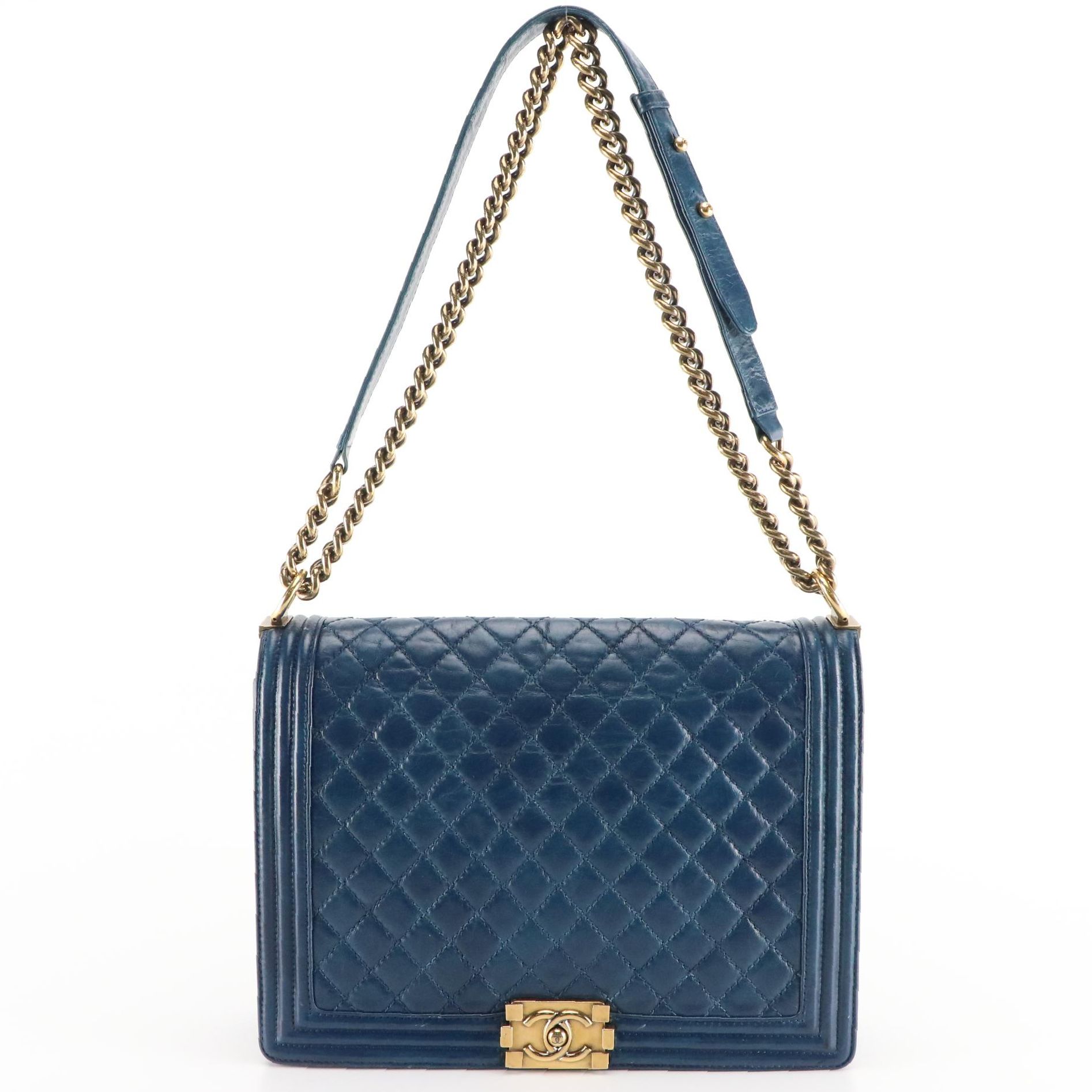 Chanel Boy Large Flap Bag in Crinkle Calfskin Leather