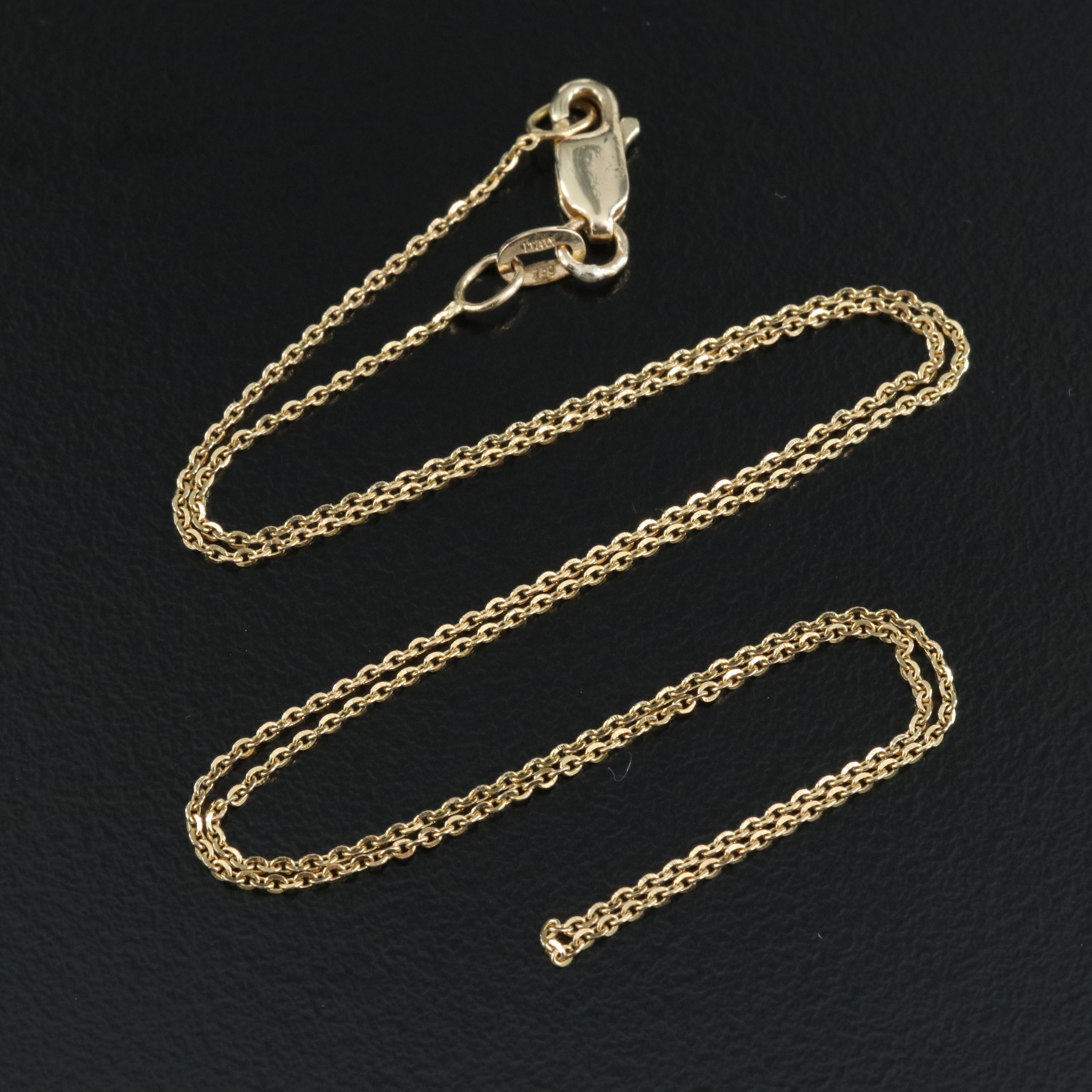 18K Cable Link Necklace with 14K Clasp