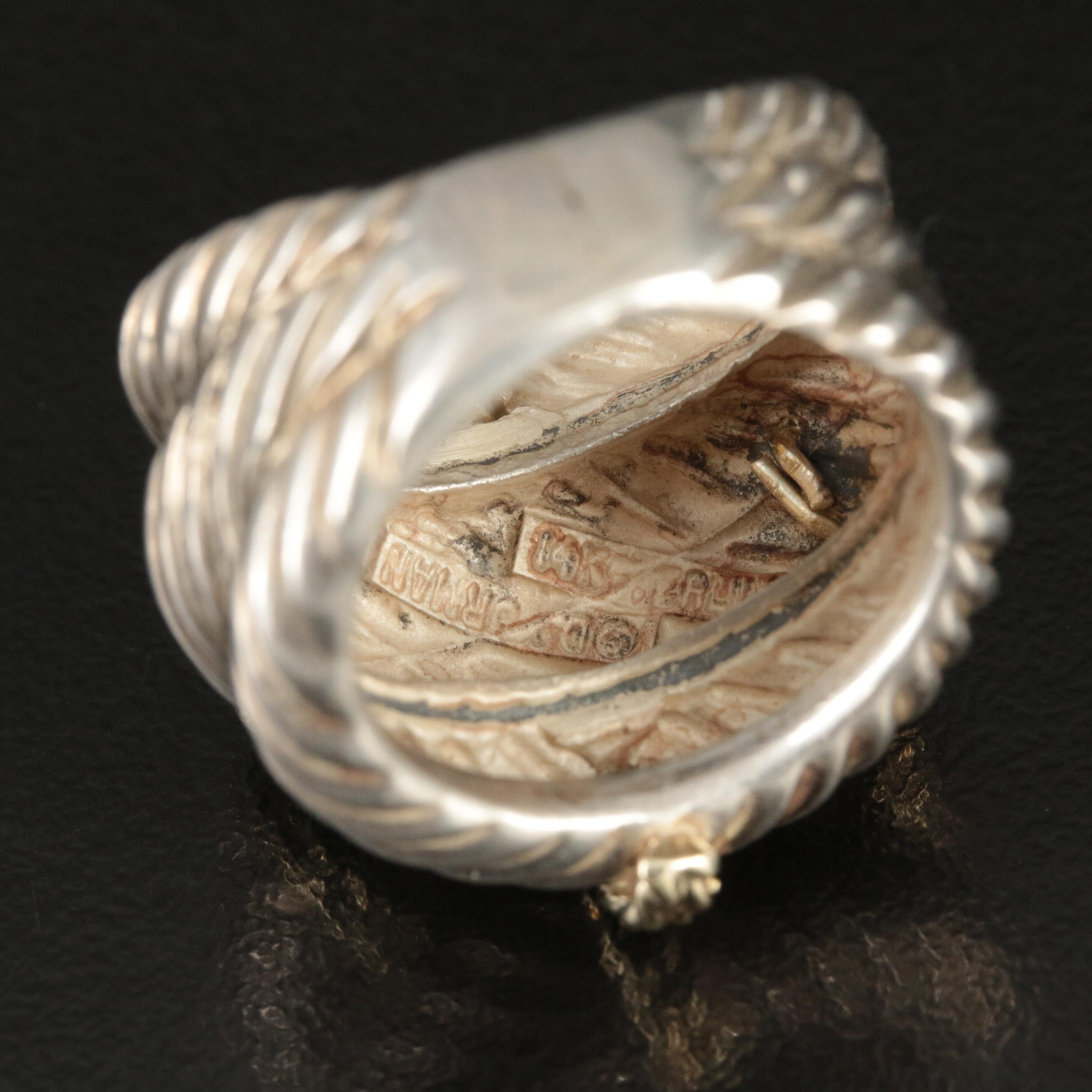 David Yurman Sterling and 14K Triple Row Cable Ring