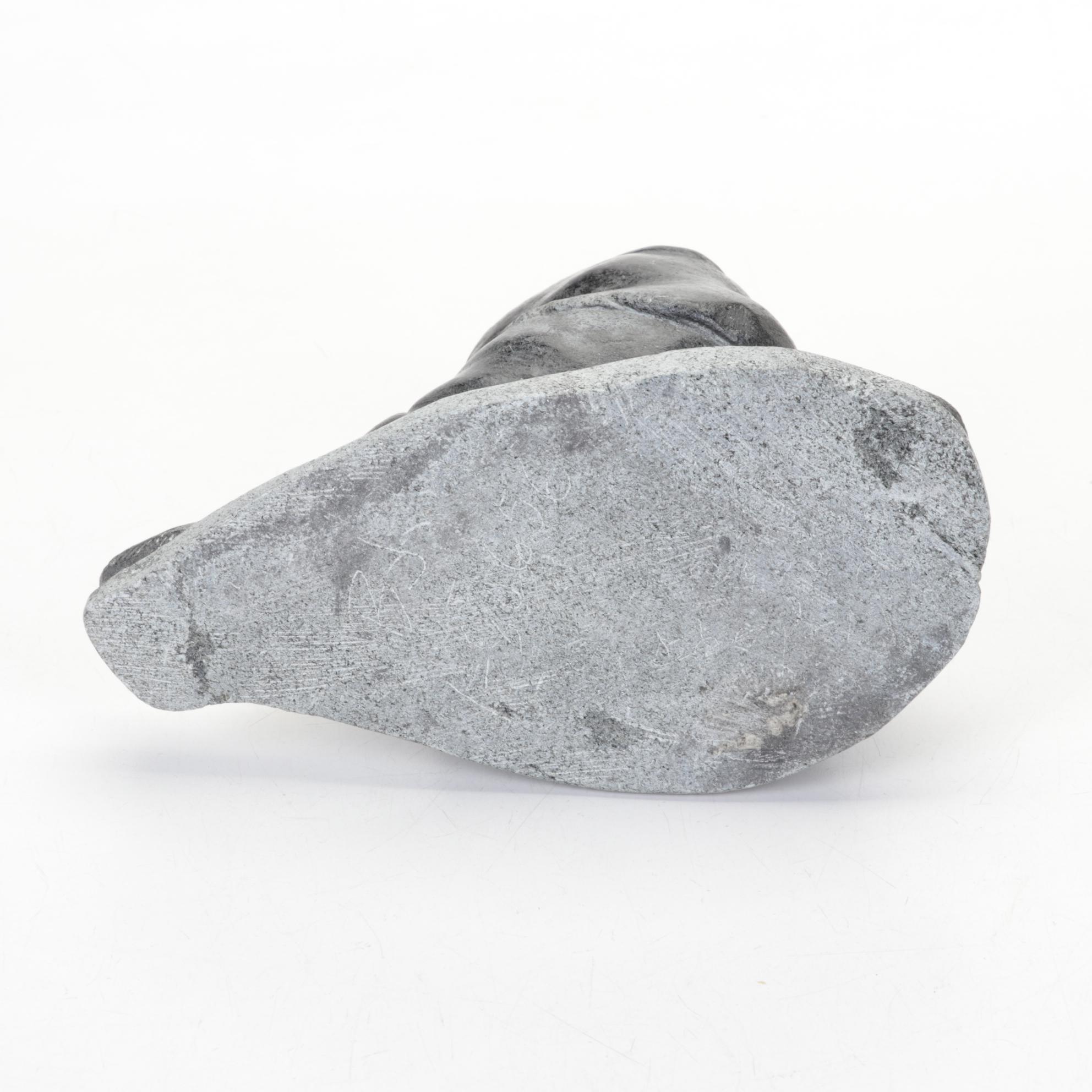 Canadian Inuit Hand-Carved Soapstone Hunter Figurine, Mid to Late 20th Century