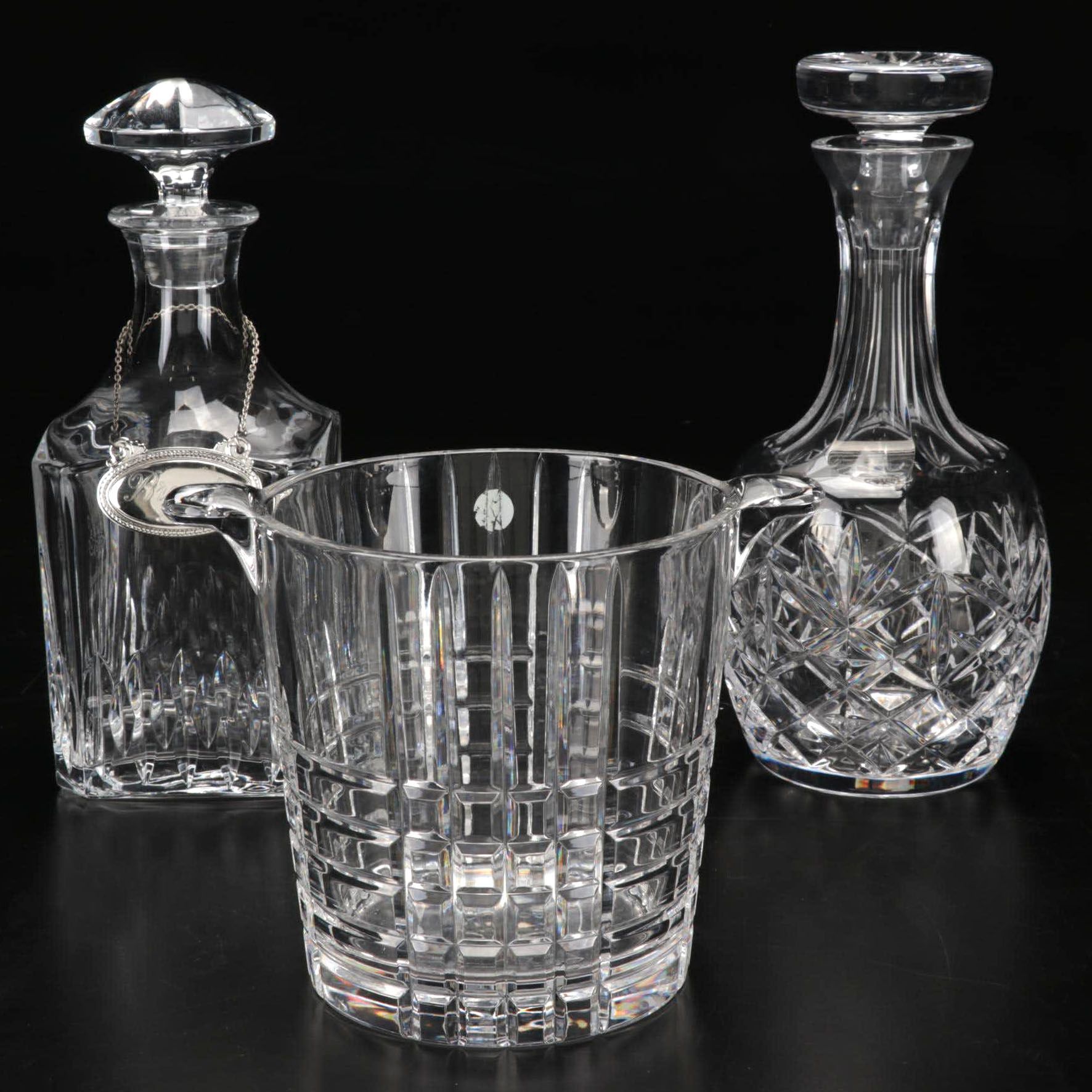 Tiffany & Co. "Plaid" Crystal Ice Bucket with Atlantis and Other Decanters