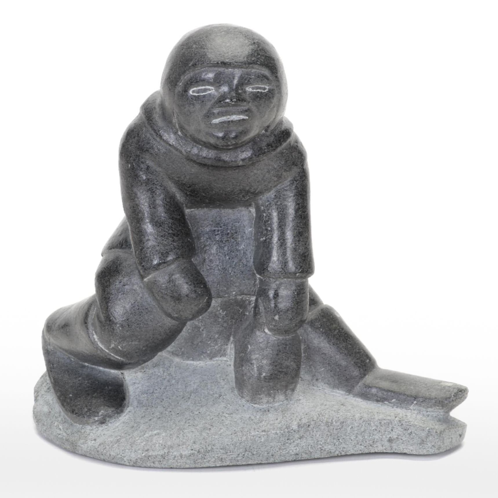 Canadian Inuit Hand-Carved Soapstone Hunter Figurine, Mid to Late 20th Century