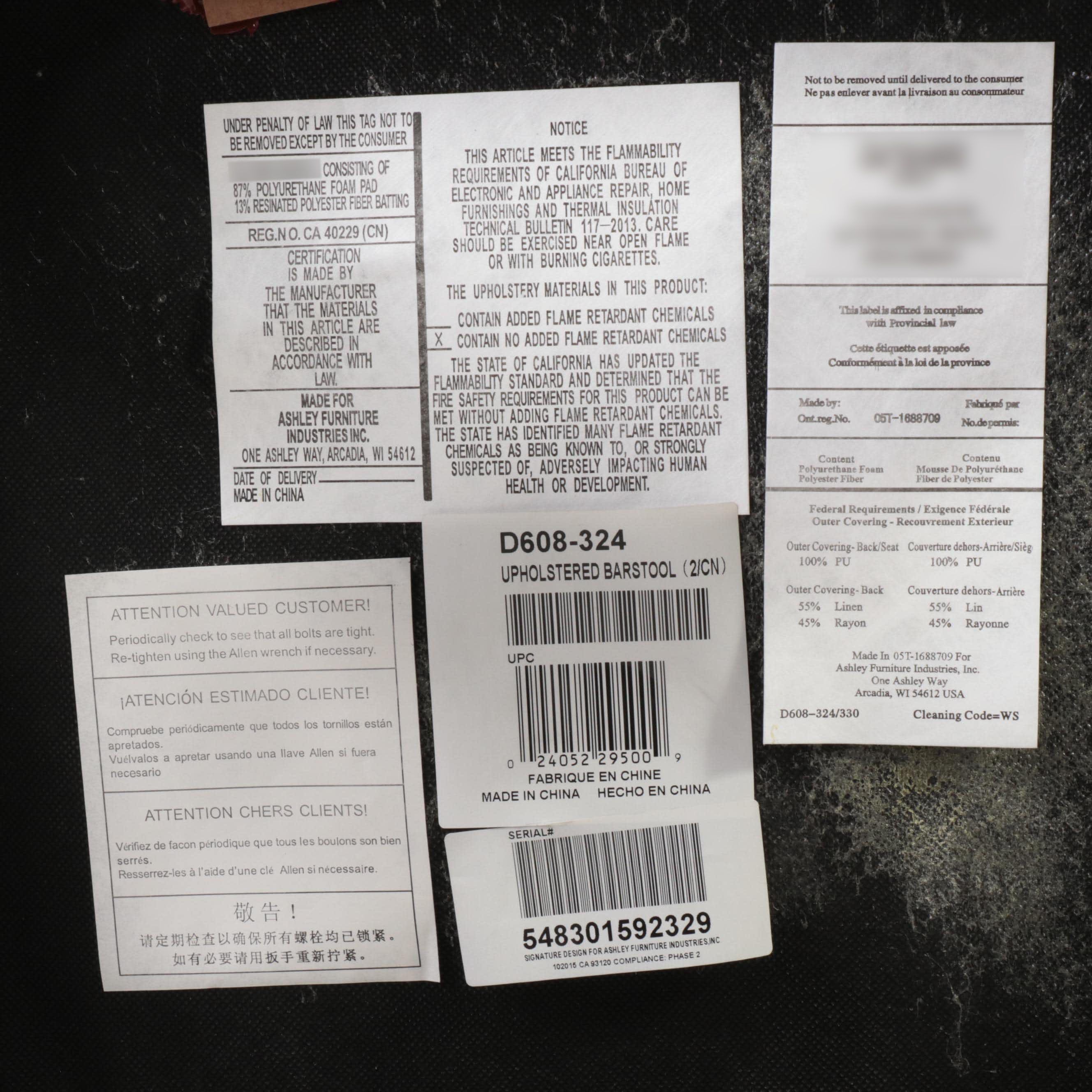 Pair of Ashley Furniture "Moriann" Upholstered Counter Stools with Nailheads