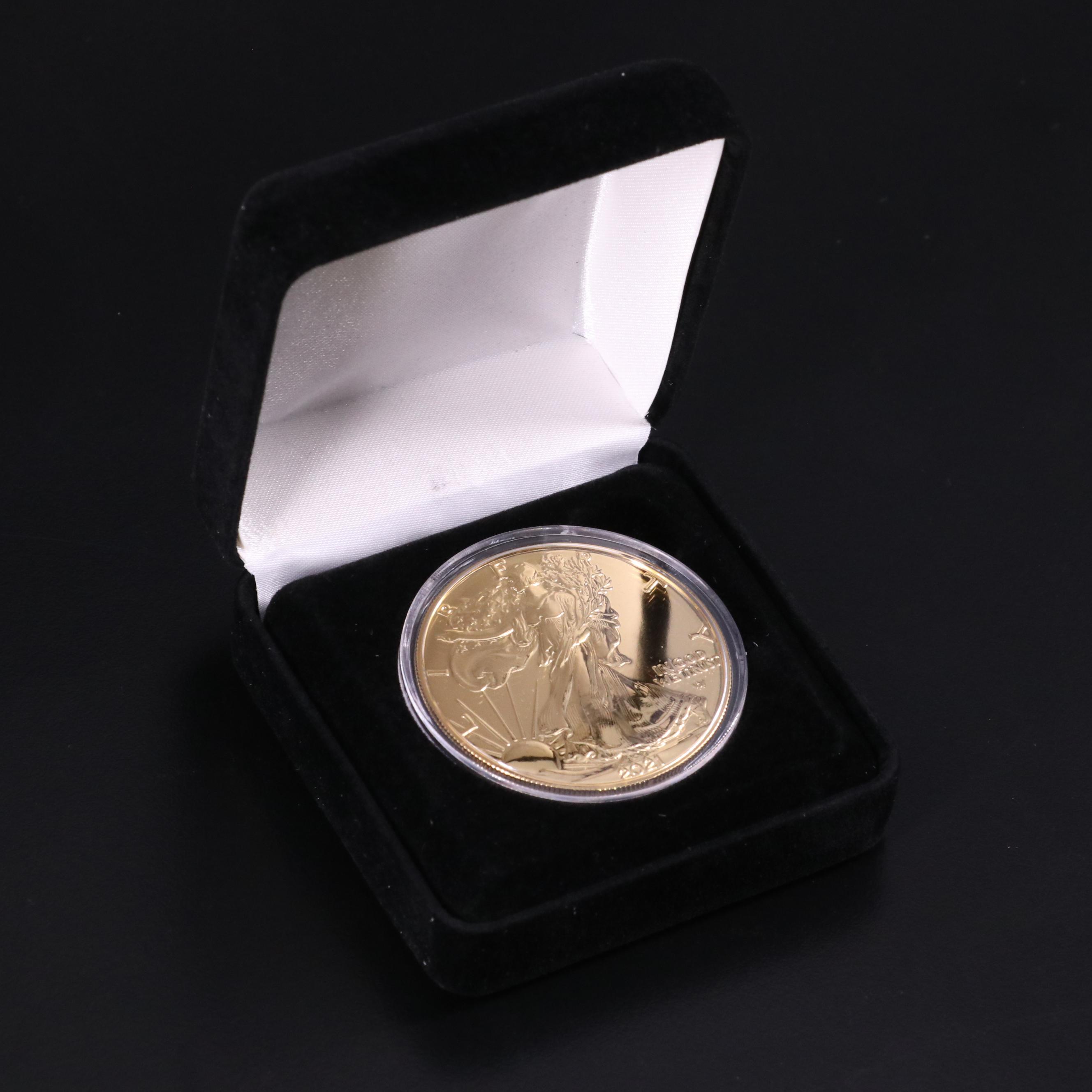 Group of Five 2021 24K Gold Plated American Silver Eagles