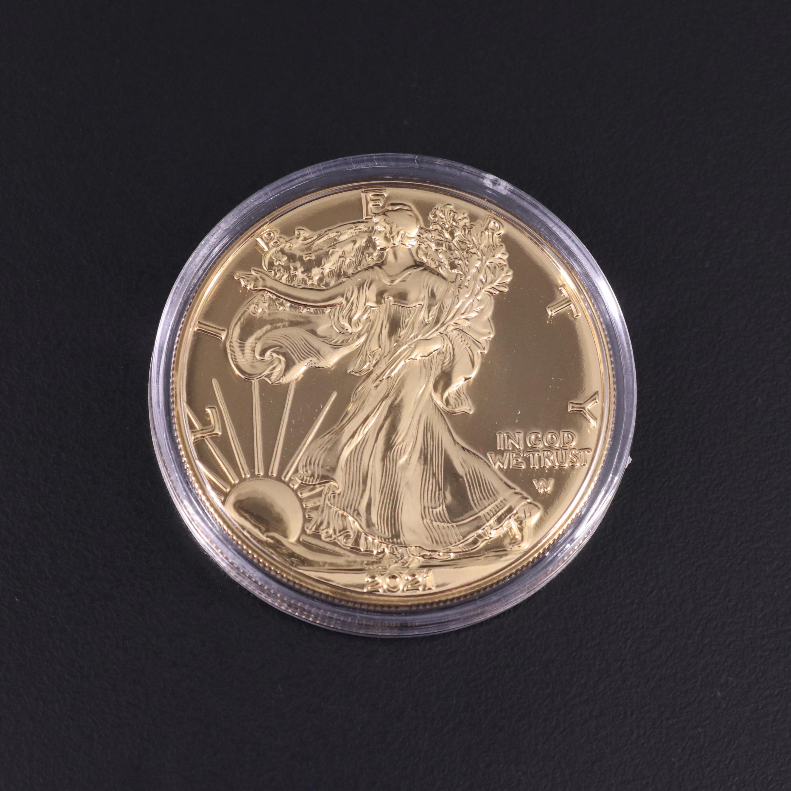 Group of Five 2021 24K Gold Plated American Silver Eagles