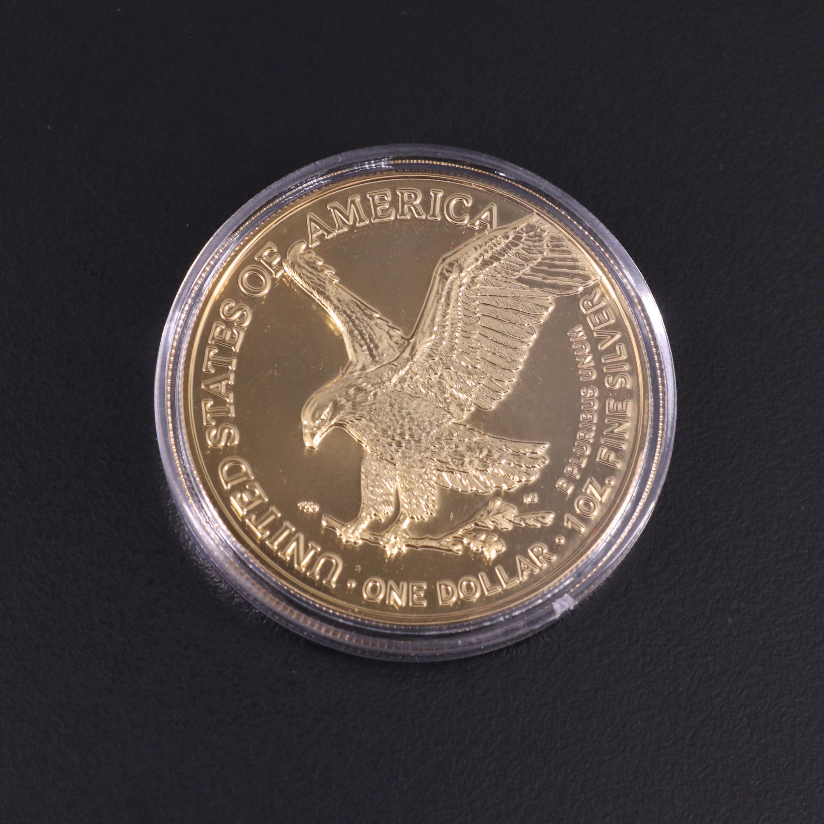Group of Five 2021 24K Gold Plated American Silver Eagles
