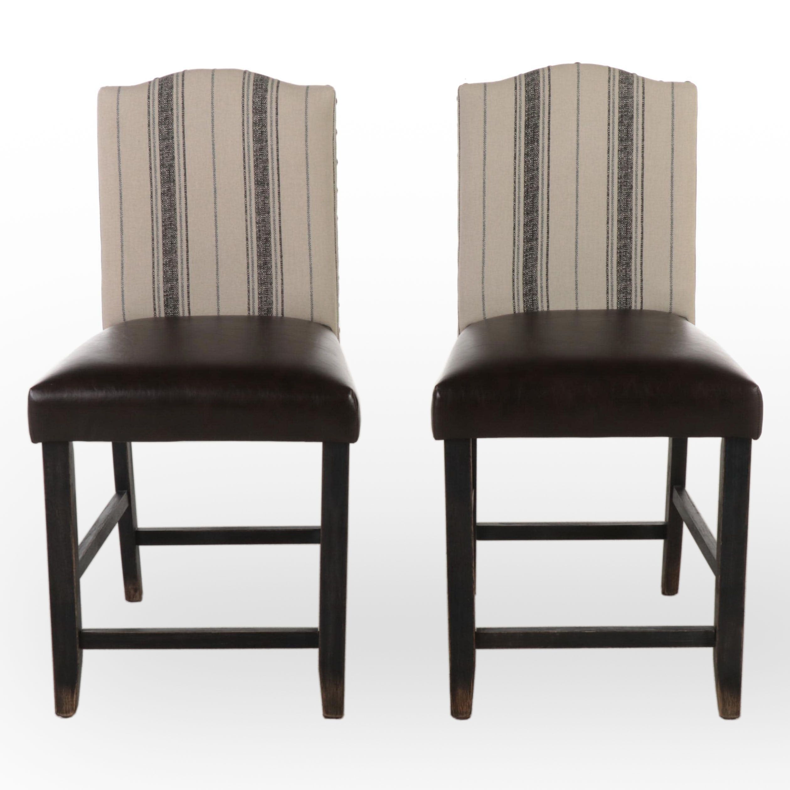 Pair of Ashley Furniture "Moriann" Upholstered Counter Stools with Nailheads