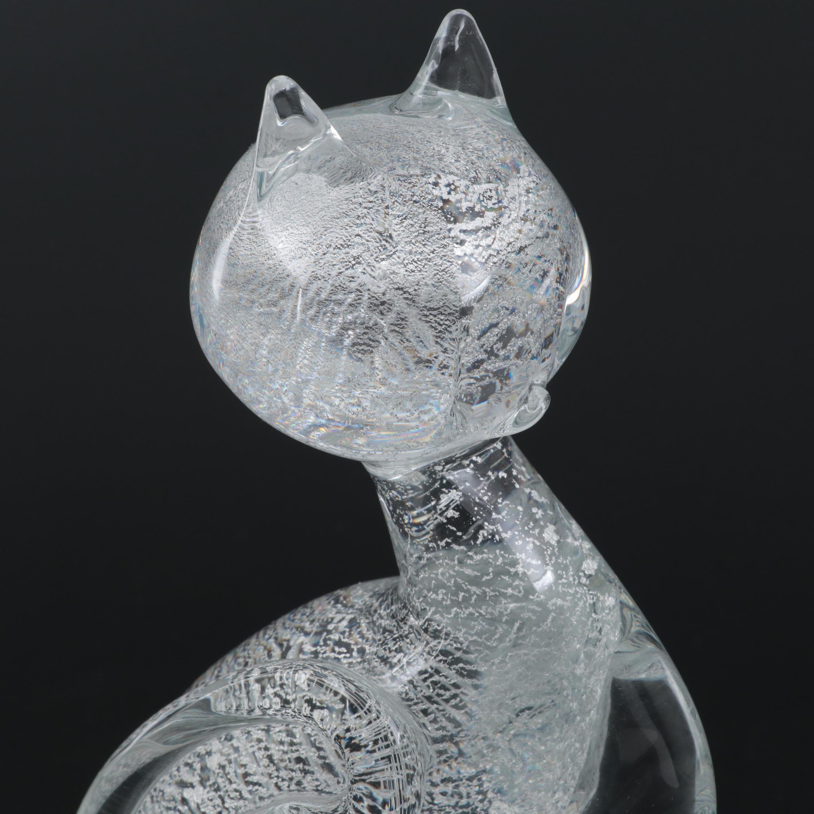 S. Puccini Handmade Murano Glass Cat Figurine