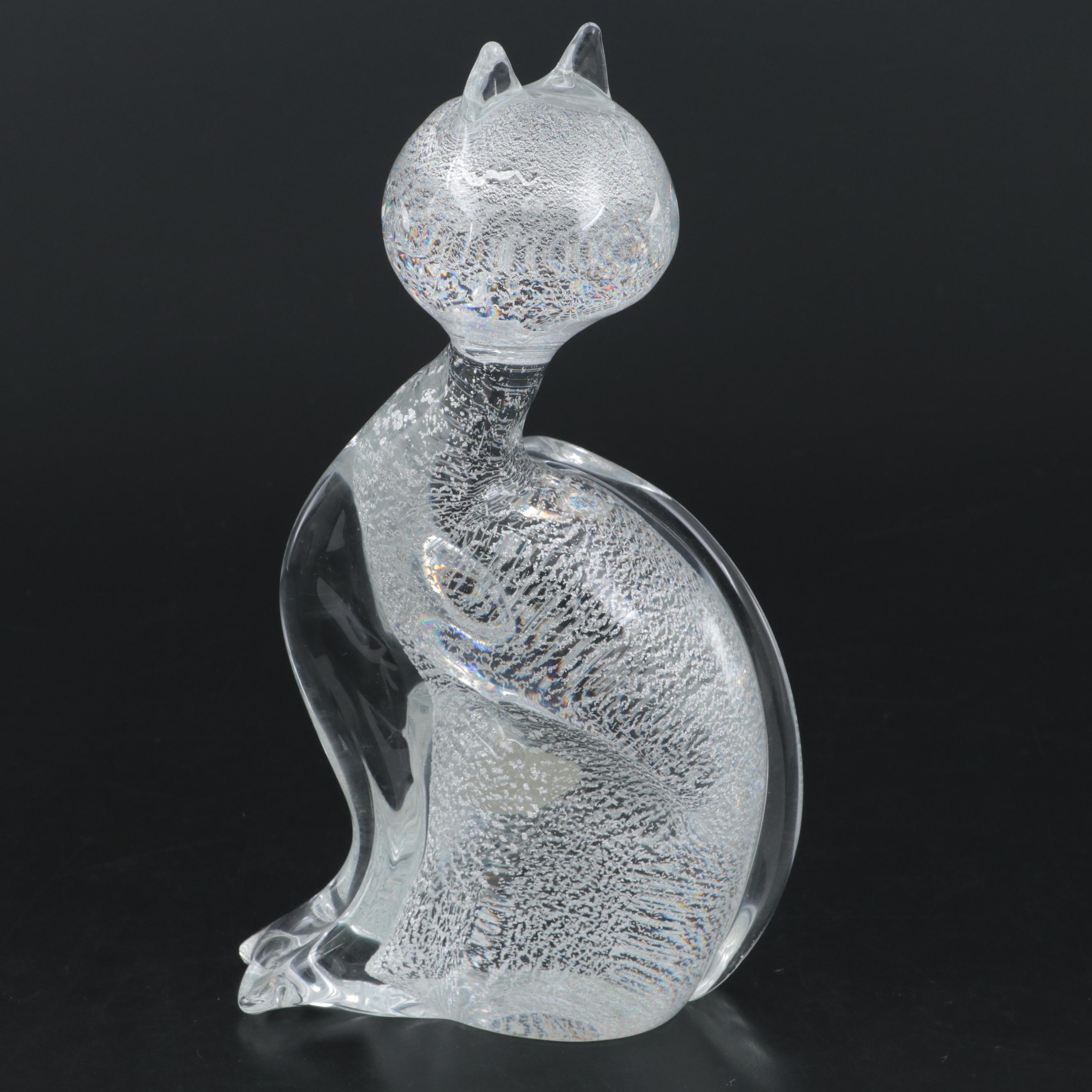 S. Puccini Handmade Murano Glass Cat Figurine