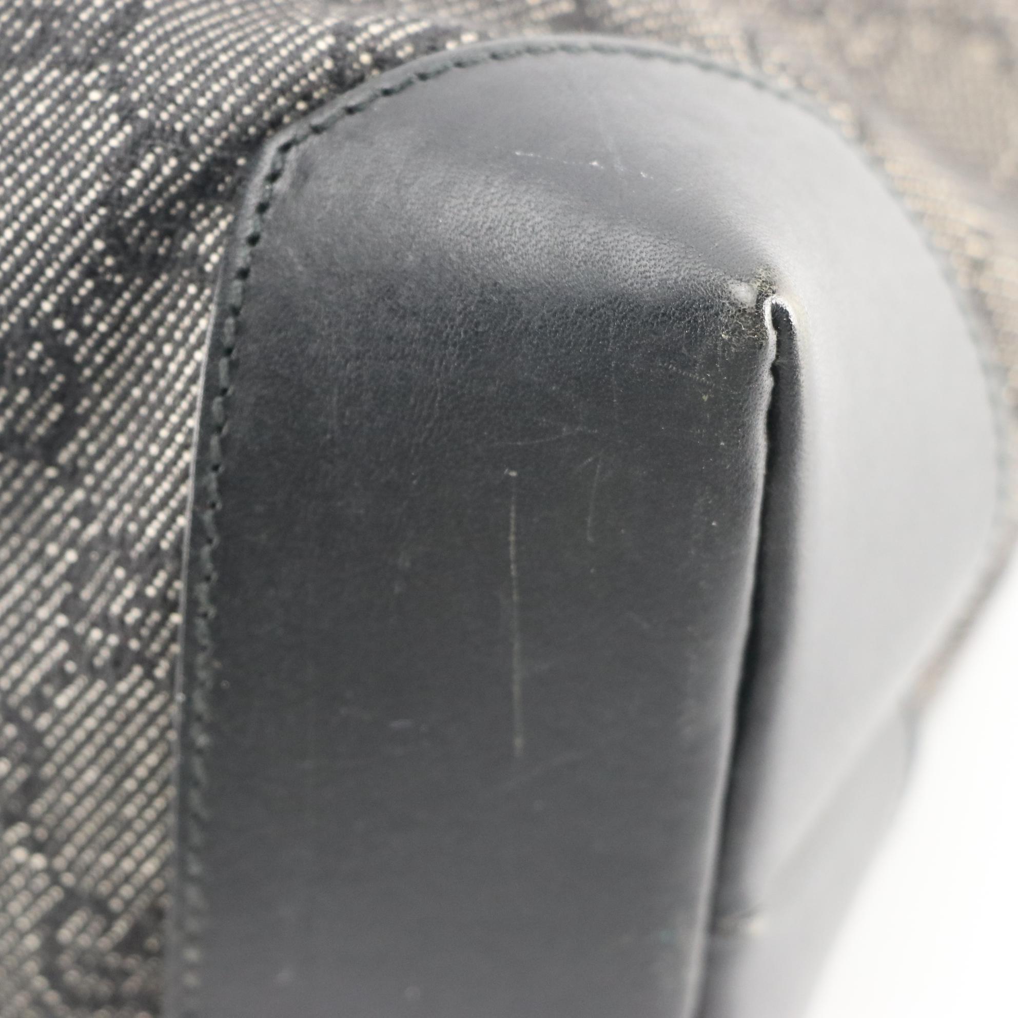 Gucci Tote Bag in Black GG Denim and Leather Trim