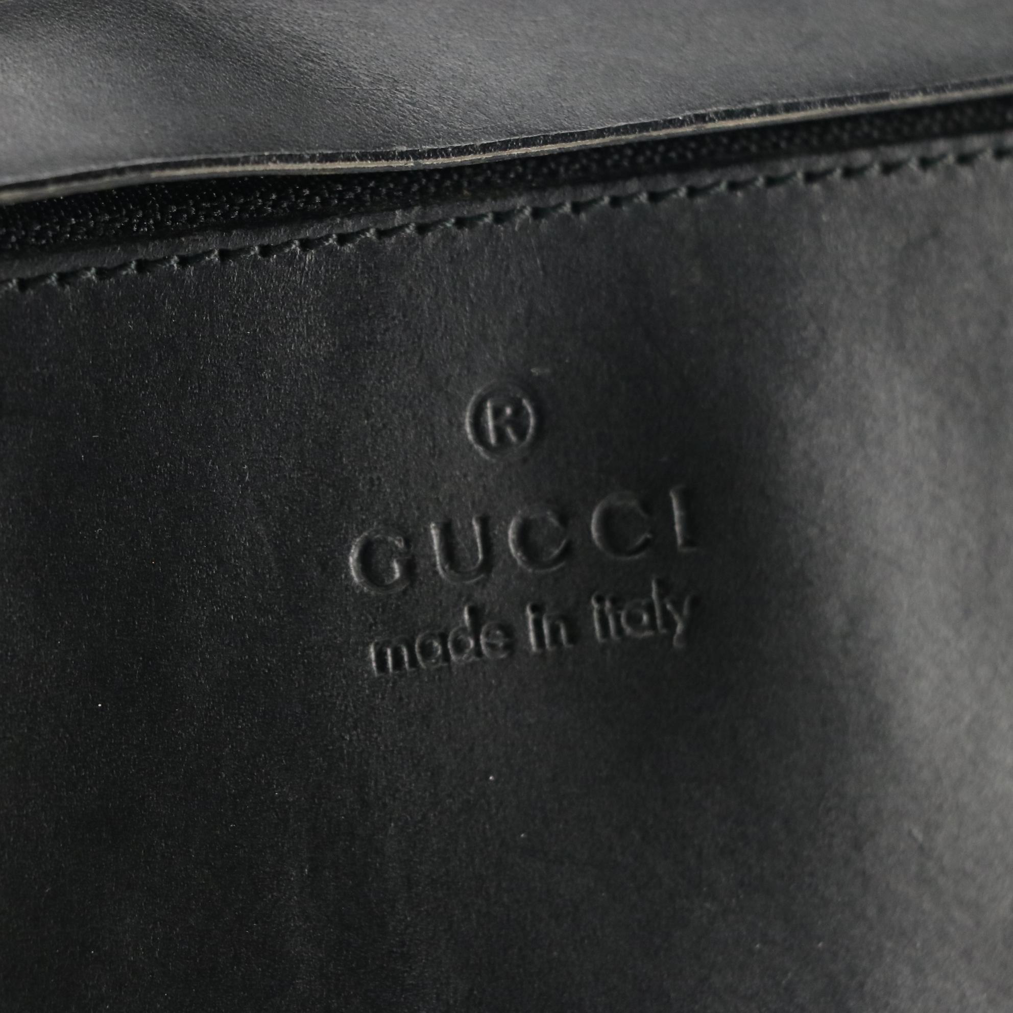 Gucci Tote Bag in Black GG Denim and Leather Trim