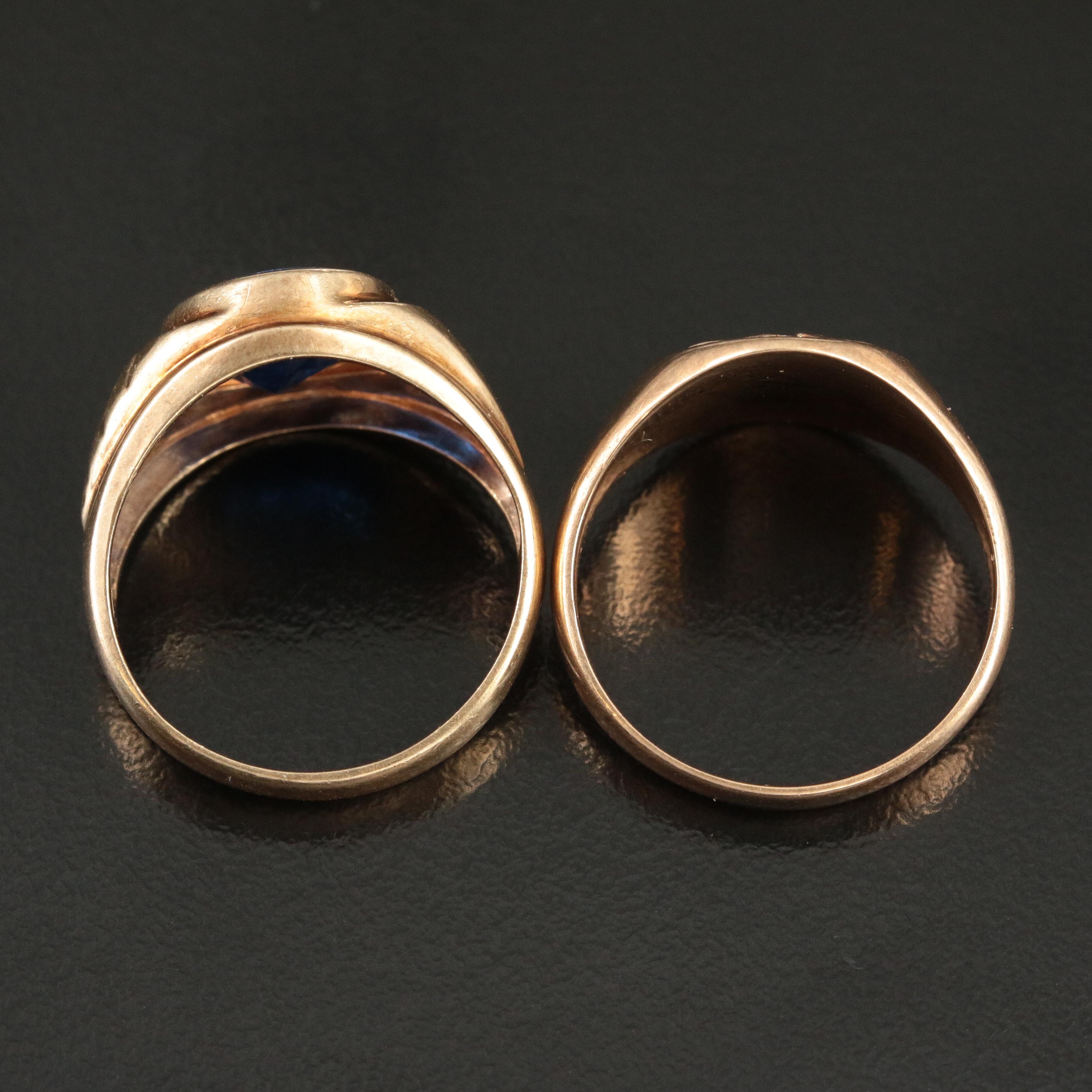 10K Knights of Columbus and Mason Rings with Enamel and Spinel