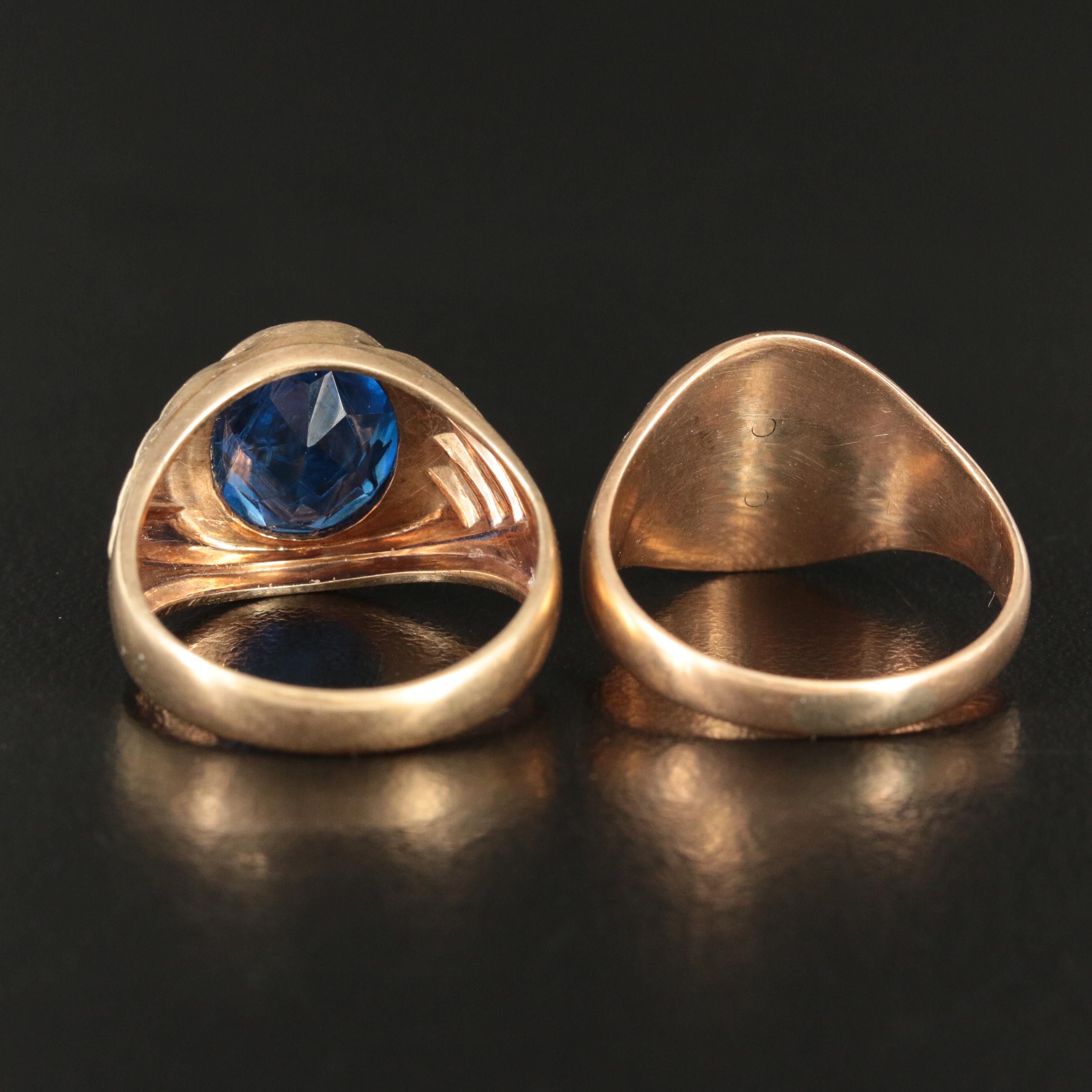 10K Knights of Columbus and Mason Rings with Enamel and Spinel