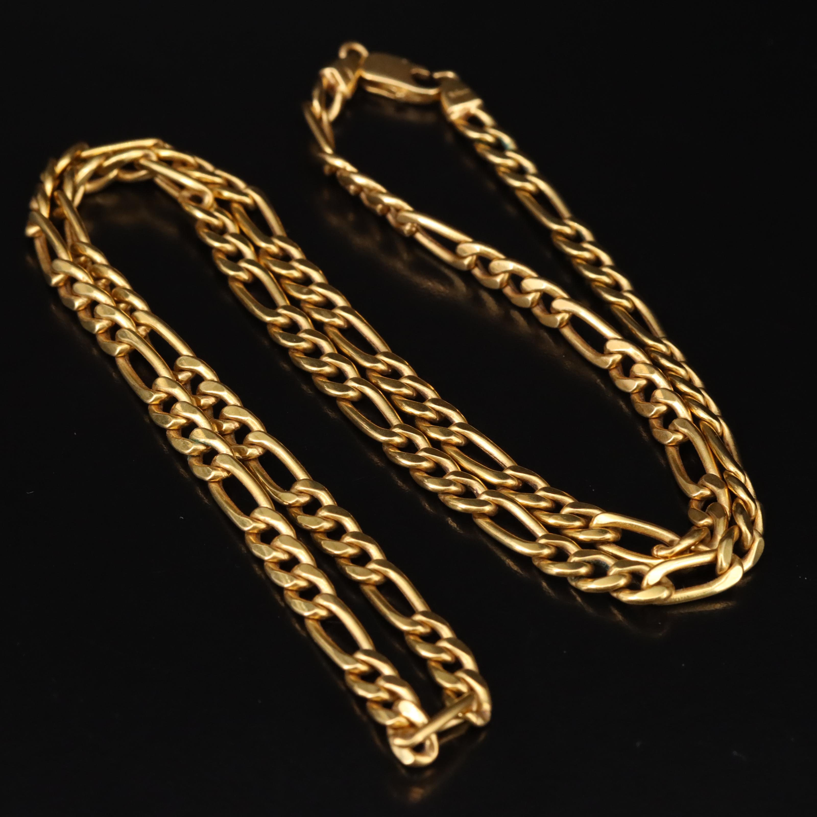18K Figaro Chain Necklace